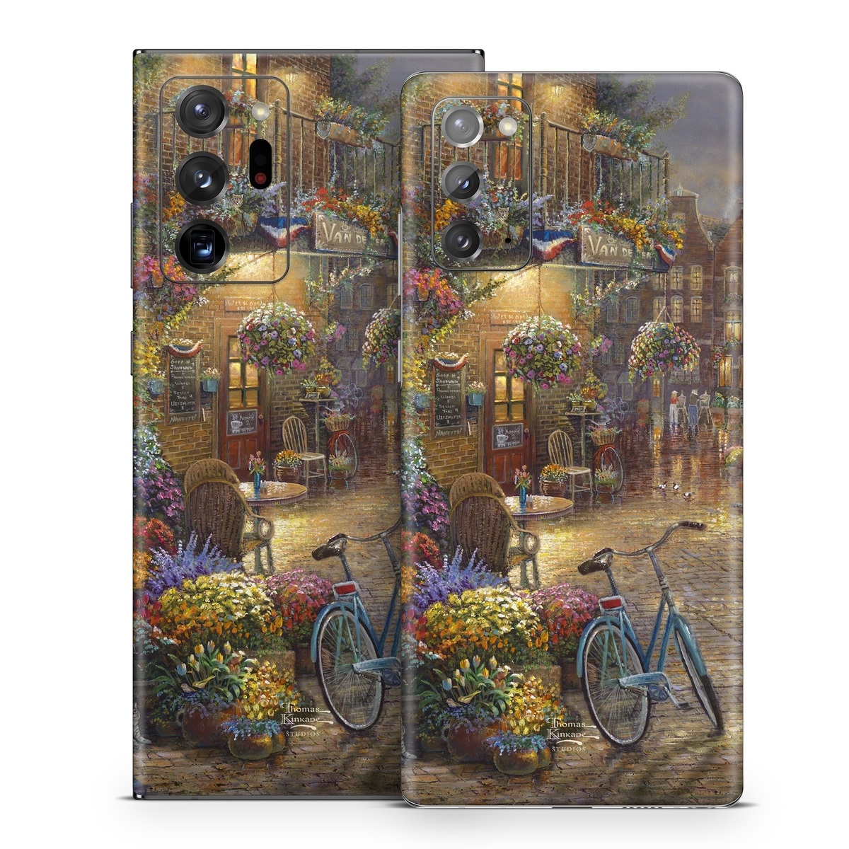 Samsung Galaxy Note 20 Series Skin design of Bicycle, Tire, Wheel, Plant, Bicycle wheel, Sky, Lighting, Tree, Biome, Leisure, with yellow, gray, brown, yellow, red, blue, green, purple colors