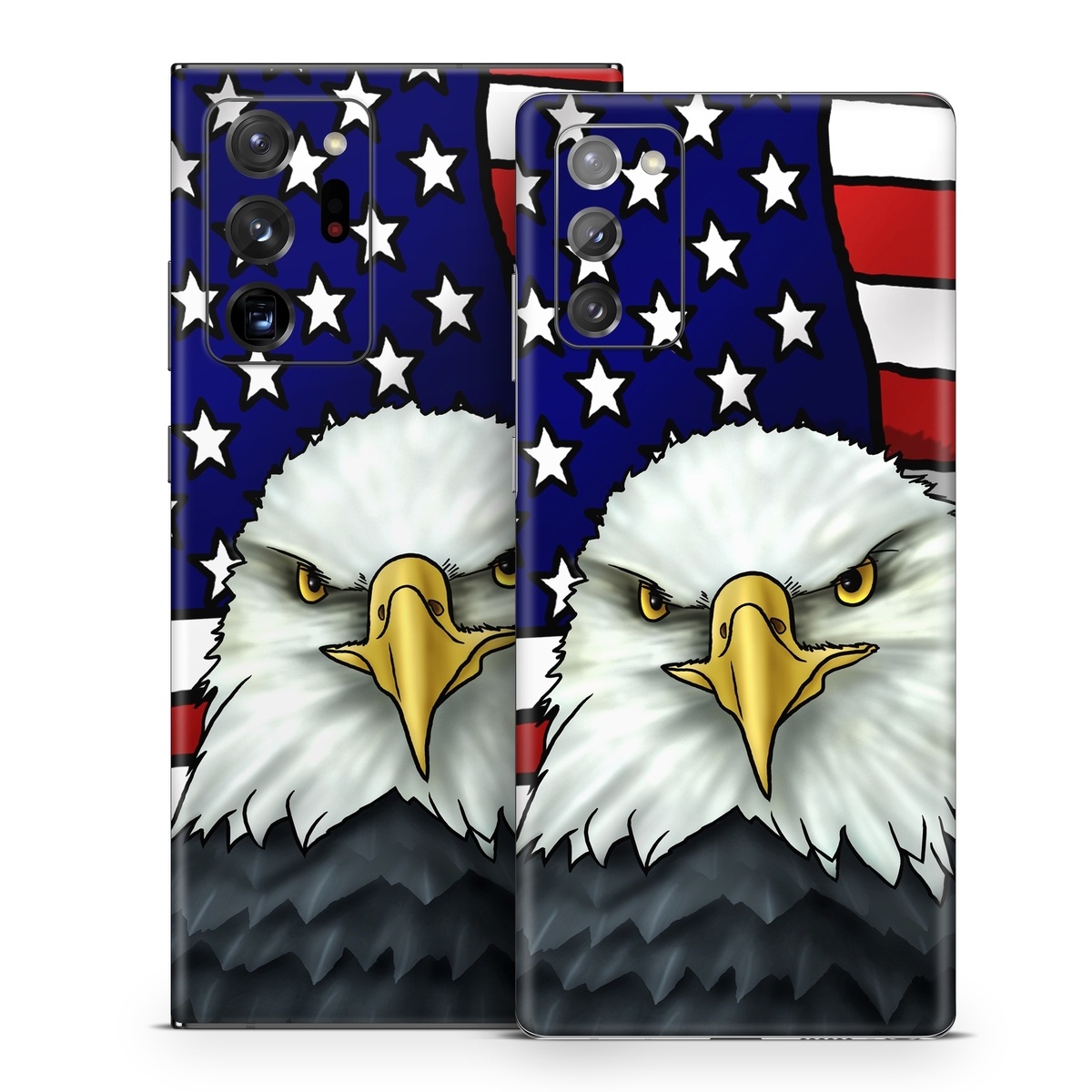 Samsung Galaxy Note 20 Series Skin design of Bald eagle, Eagle, Bird, Bird of prey, Accipitridae, Beak, Accipitriformes, Sea eagle, Flag, with white, gray, blue, yellow, red colors