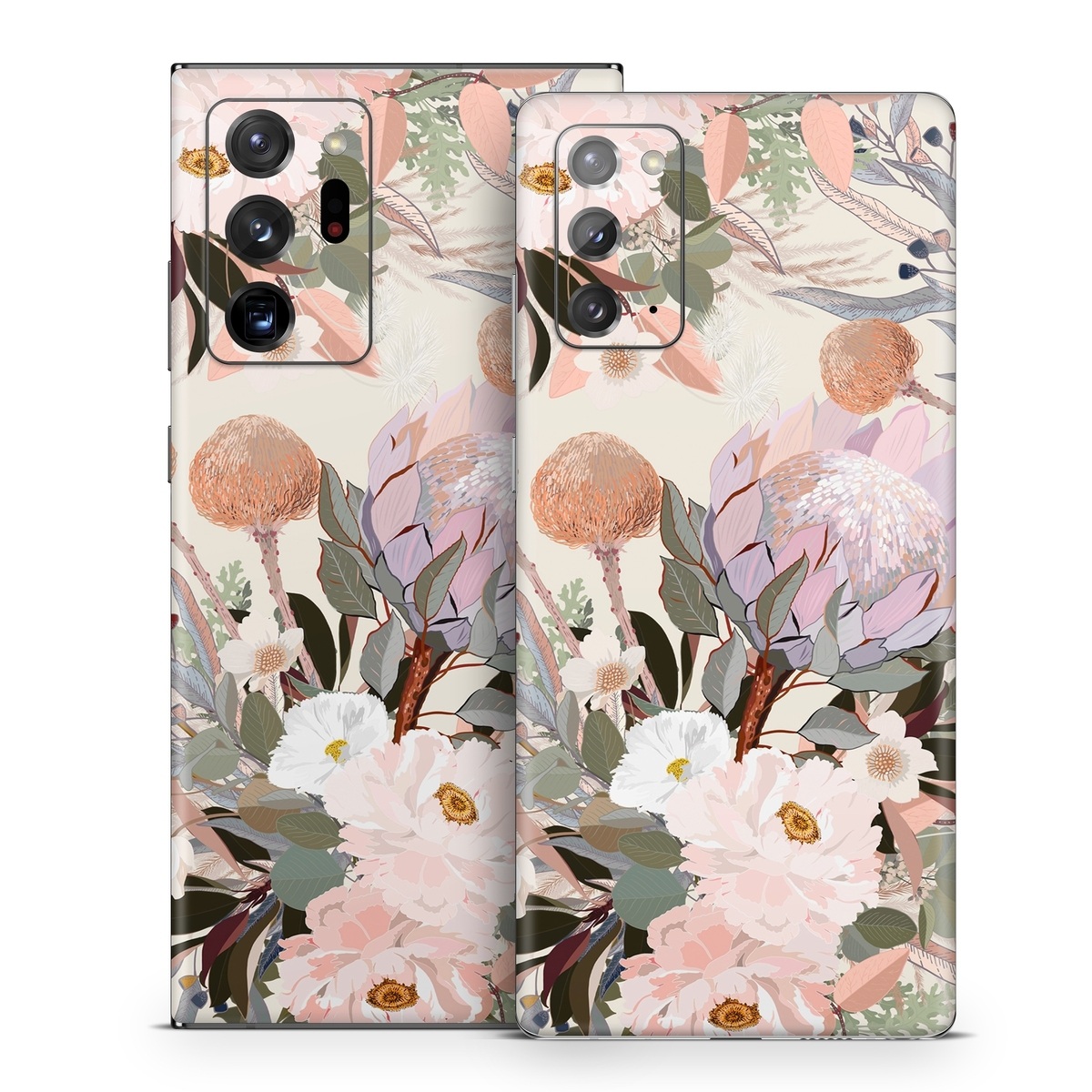Samsung Galaxy Note 20 Series Skin design of Flower, Floral design, Watercolor paint, Plant, Spring, Branch, Flower Arranging, Lilac, Floristry, Petal, with pink, purple, green, brown, white, yellow, black colors