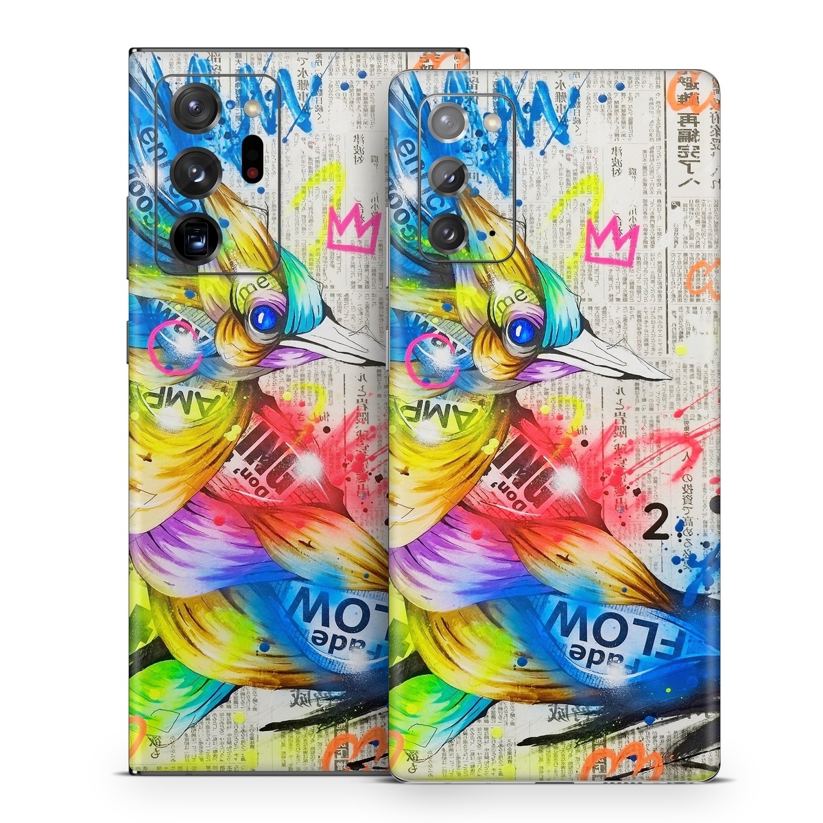 Samsung Galaxy Note 20 Series Skin design of Graphic design, Font, Art, Graphics, Illustration, with blue, red, orange, pink, white, black, yellow, green colors