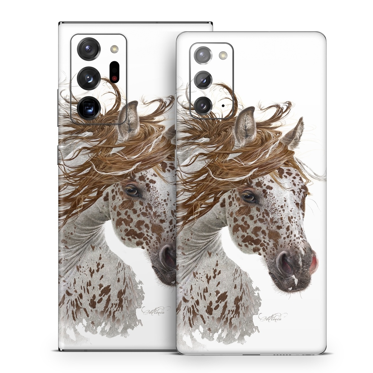 Samsung Galaxy Note 20 Series Skin design of Horse, Mane, Mustang horse, Illustration, Snout, Animal figure, Drawing, Stallion, Liver, Mare, with white, brown colors