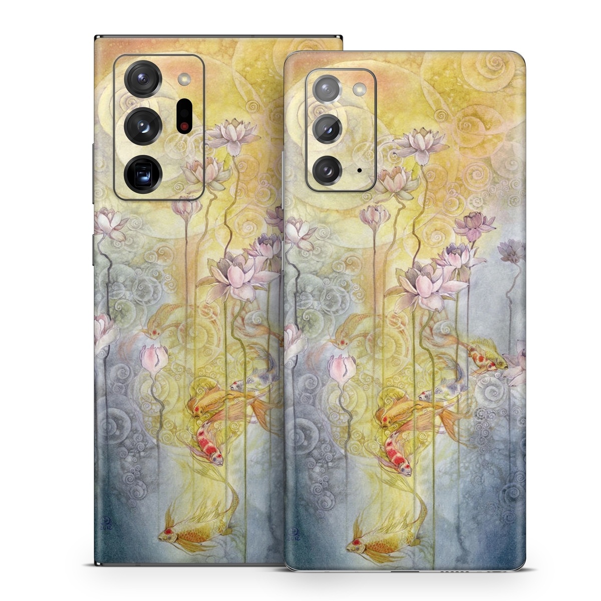 Samsung Galaxy Note 20 Series Skin design of Watercolor paint, Painting, Art, Yellow, Flower, Acrylic paint, Floral design, Visual arts, Modern art, Illustration, with blue, red, orange, pink, yellow colors