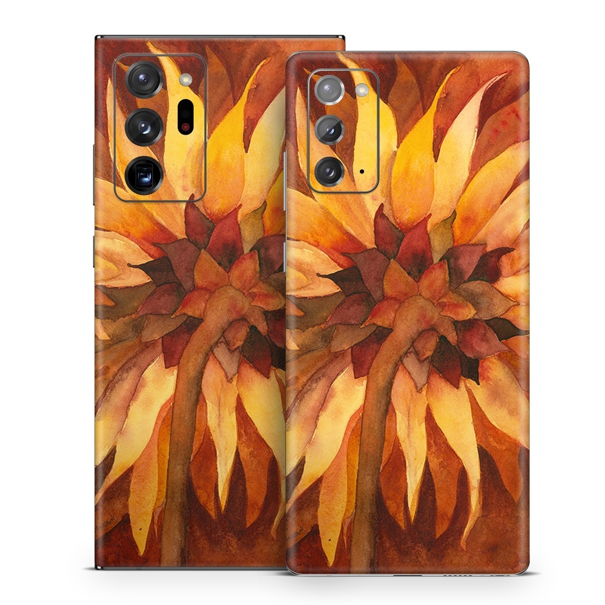 Samsung Galaxy Note 20 Series Skin design of Sunflower, Flower, sunflower, Yellow, Painting, Plant, Petal, Still life photography, Flowering plant, Still life, with yellow, brown, orange colors