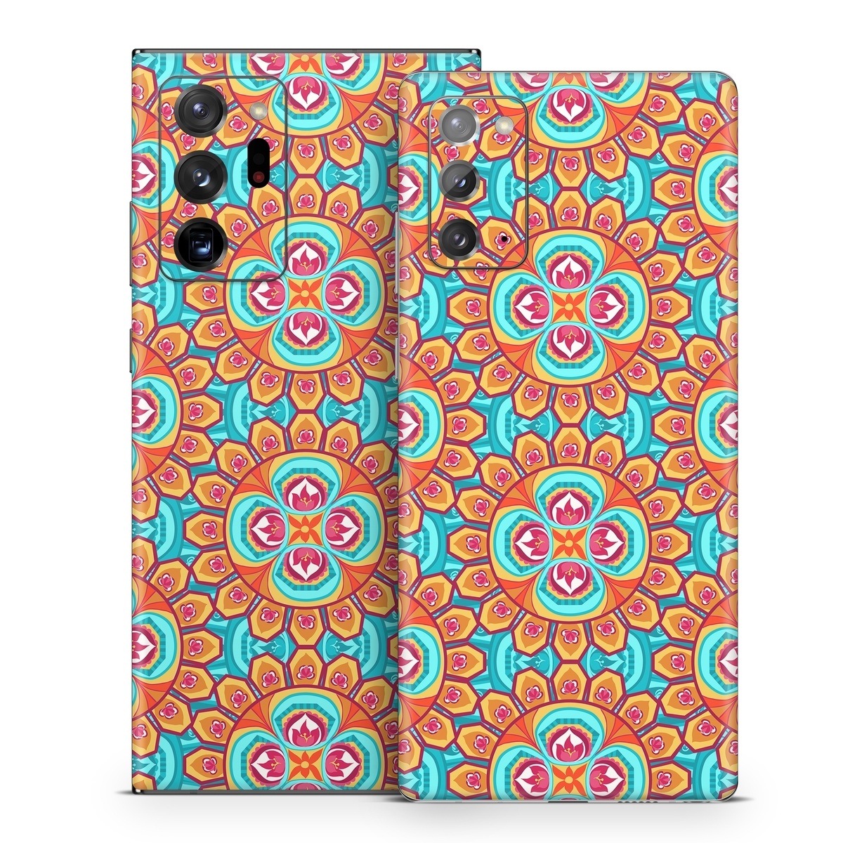 Samsung Galaxy Note 20 Series Skin design of Pattern, Orange, Design, Textile, Wrapping paper, Visual arts, Motif, Circle, Art, with blue, orange, red, yellow colors