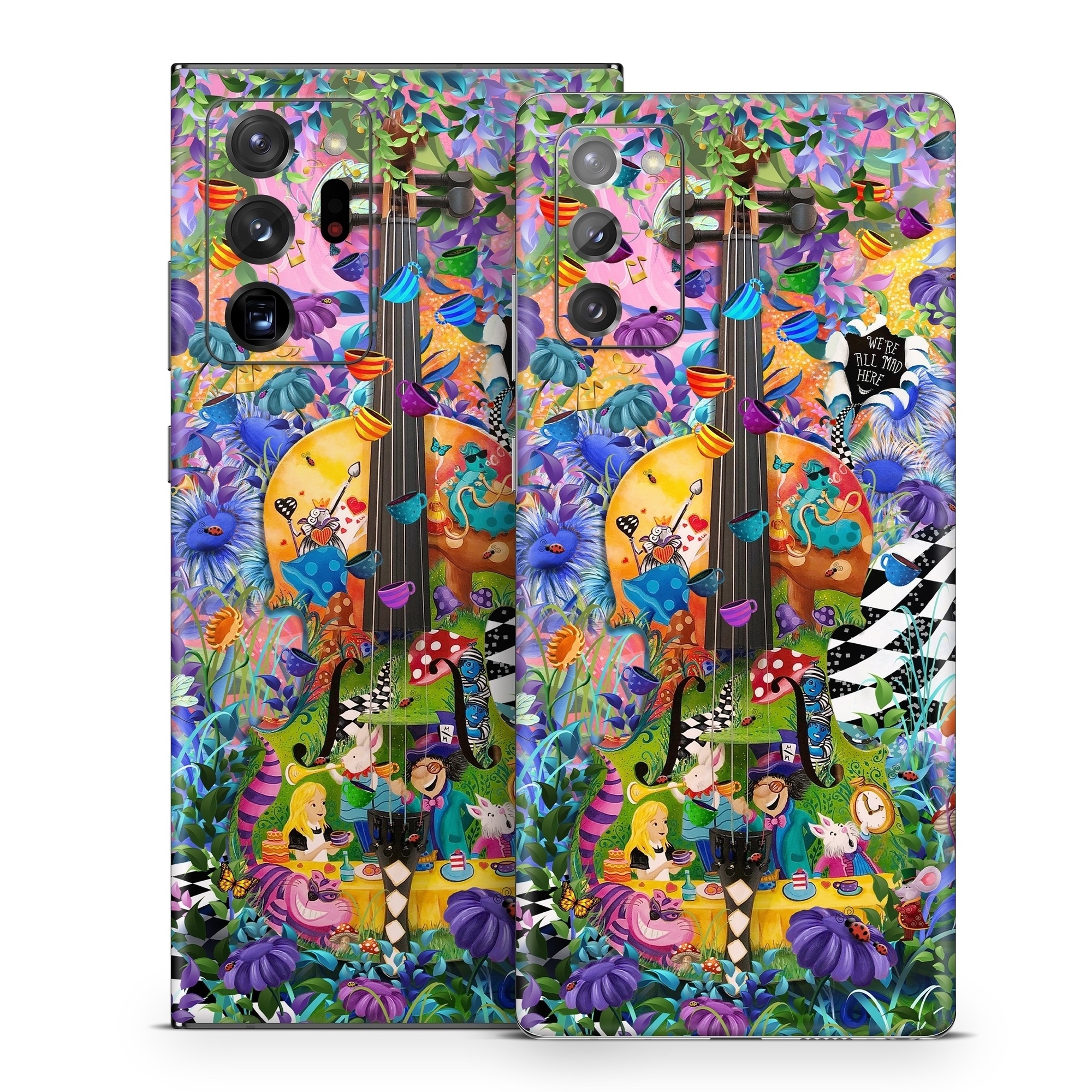 Samsung Galaxy Note 20 Series Skin design of Textile, Organism, Painting, Art, Pattern, Creative arts, Electric blue, Visual arts, Graphics, Illustration, with purple, blue, white, black, yellow, orange, green, pink, brown, red colors