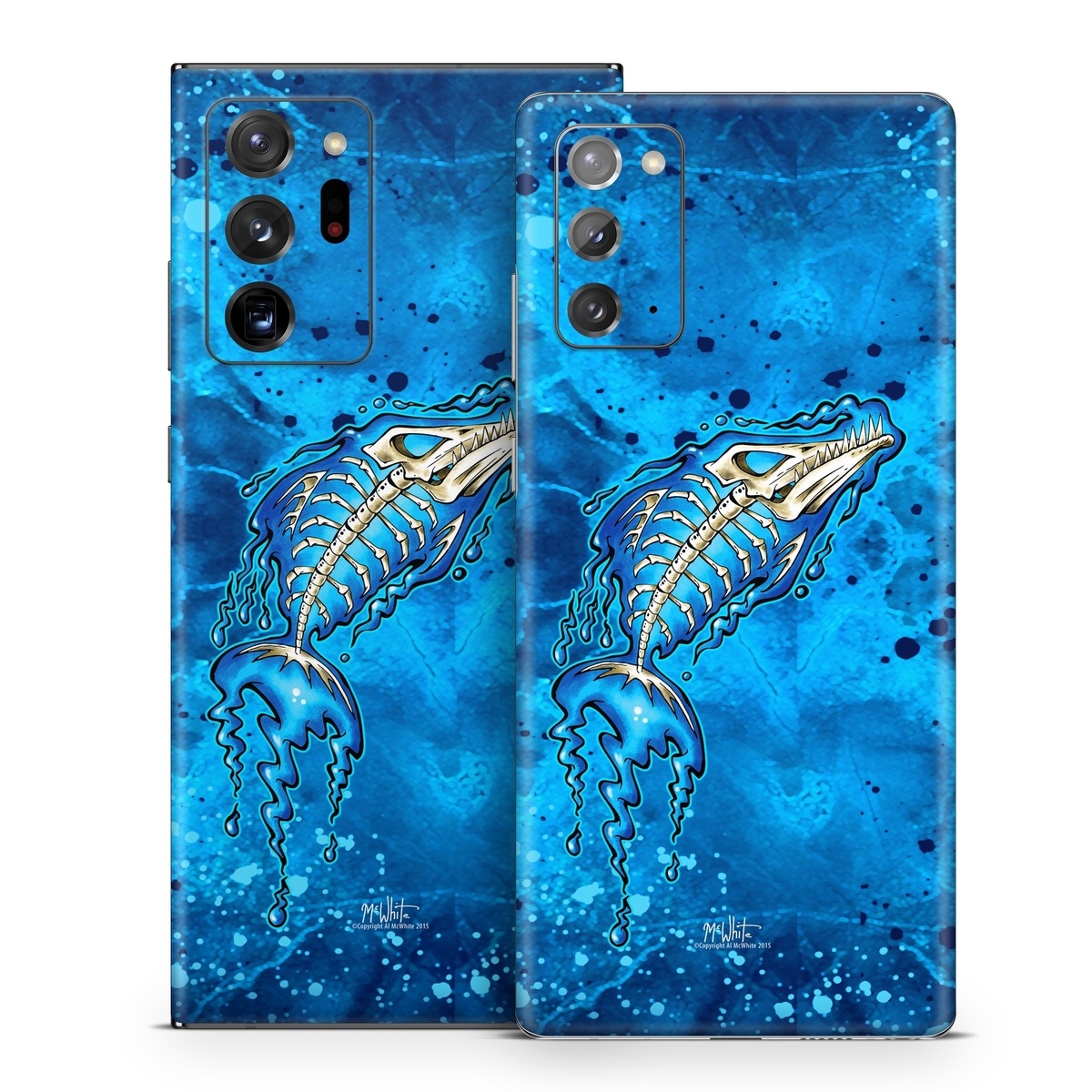 Samsung Galaxy Note 20 Series Skin design of Blue, Water, Aqua, Electric blue, Illustration, Graphic design, Liquid, Graphics, Marine biology, Art, with blue, white colors