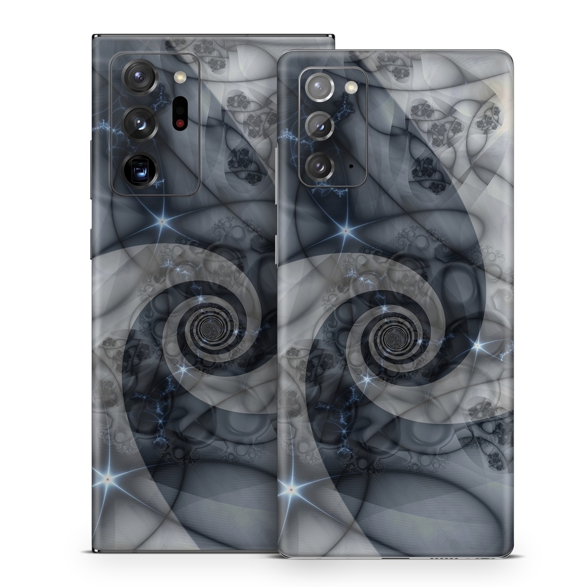 Samsung Galaxy Note 20 Series Skin design of Eye, Drawing, Black-and-white, Design, Pattern, Art, Tattoo, Illustration, Fractal art, with black, gray colors