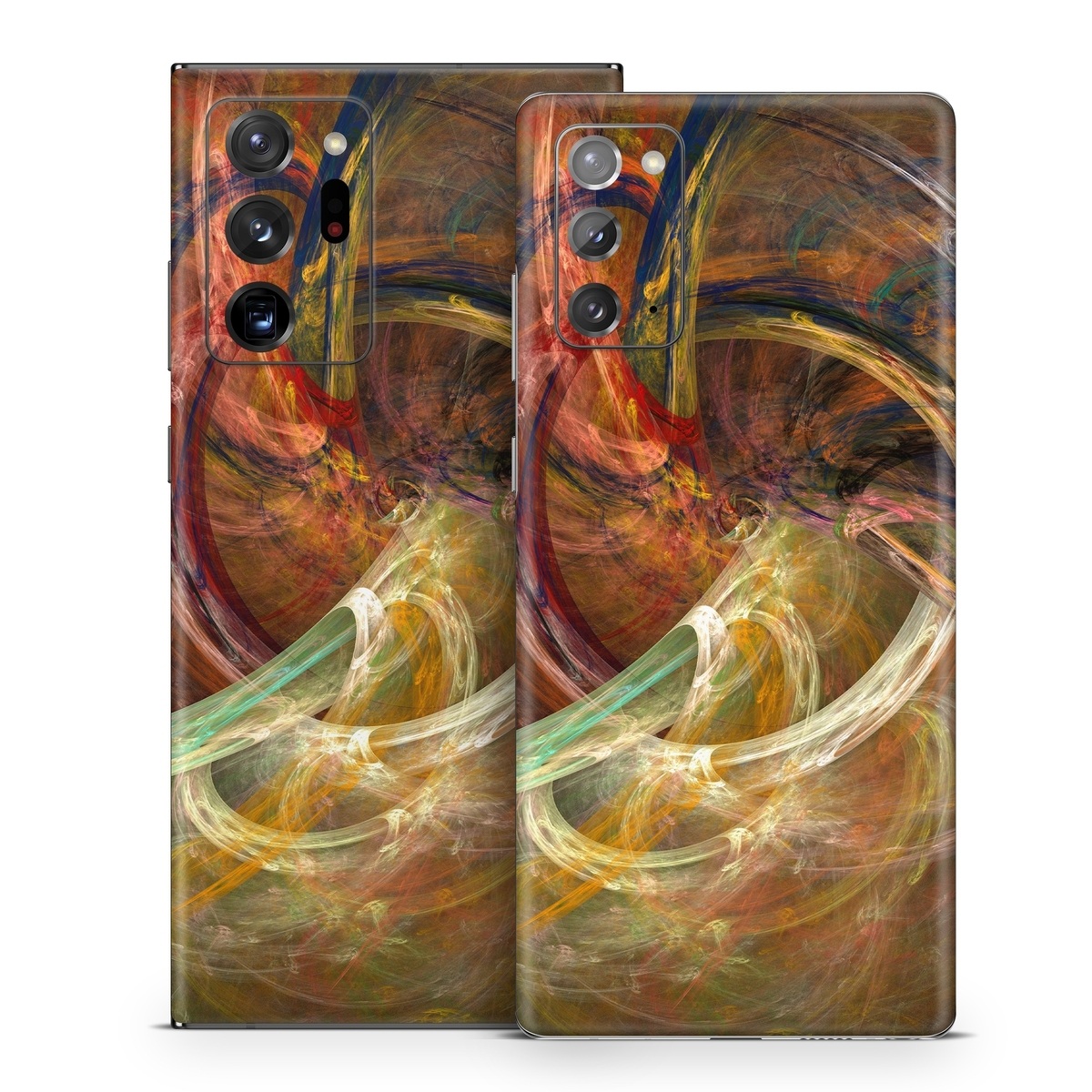 Samsung Galaxy Note 20 Series Skin design of Fractal art, Art, Painting, Visual arts, Modern art, Graphics, Artwork, Stock photography, Circle, Space, with brown, red, yellow, orange, green colors