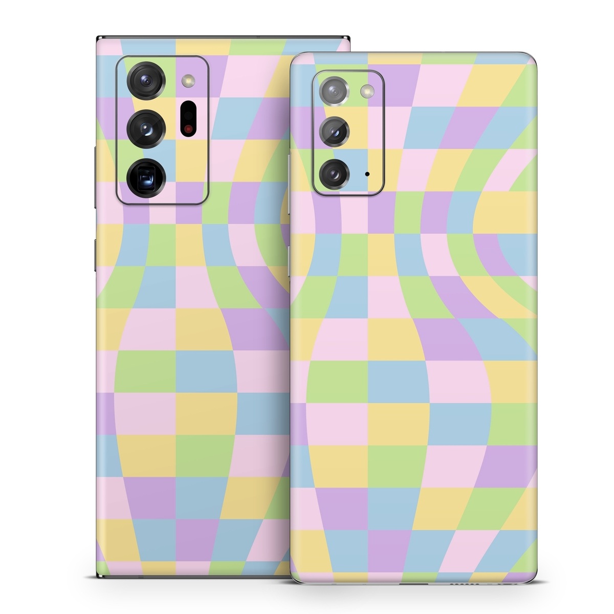 Samsung Galaxy Note 20 Series Skin design of Rectangle, Azure, Textile, Art, Painting, Violet, Pink, Font, Aqua, Material property, with pink, yellow, purple, blue, green colors