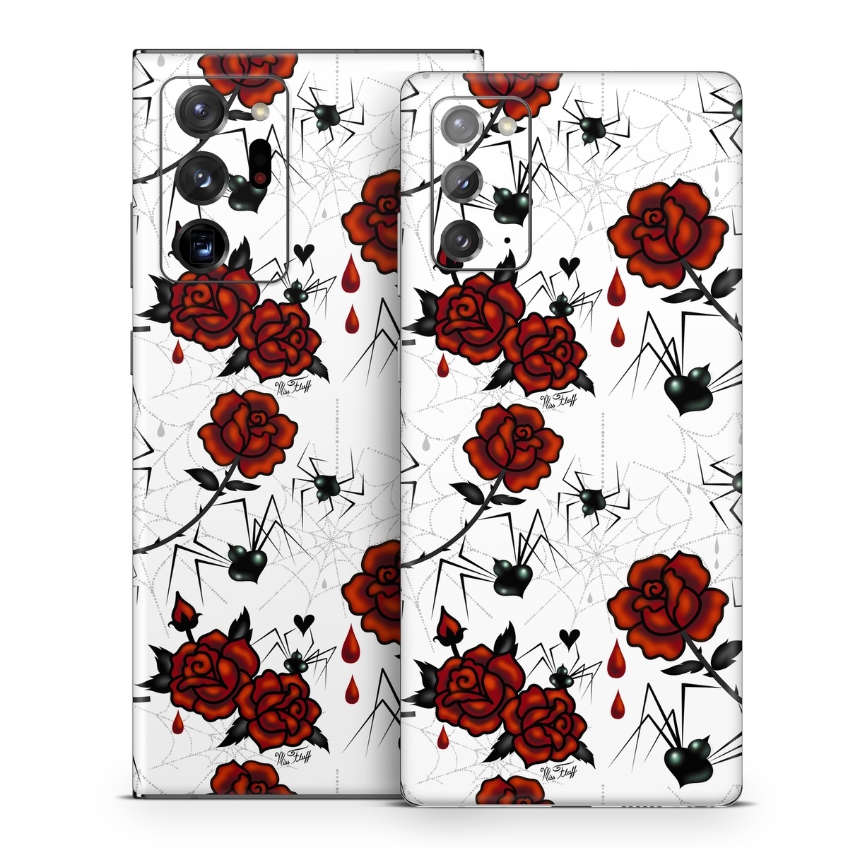 Samsung Galaxy Note 20 Series Skin design of Red, Pattern, Flower, Plant, Design, Floral design, Petal, Coquelicot, Wildflower, Rose, with black, white, red colors