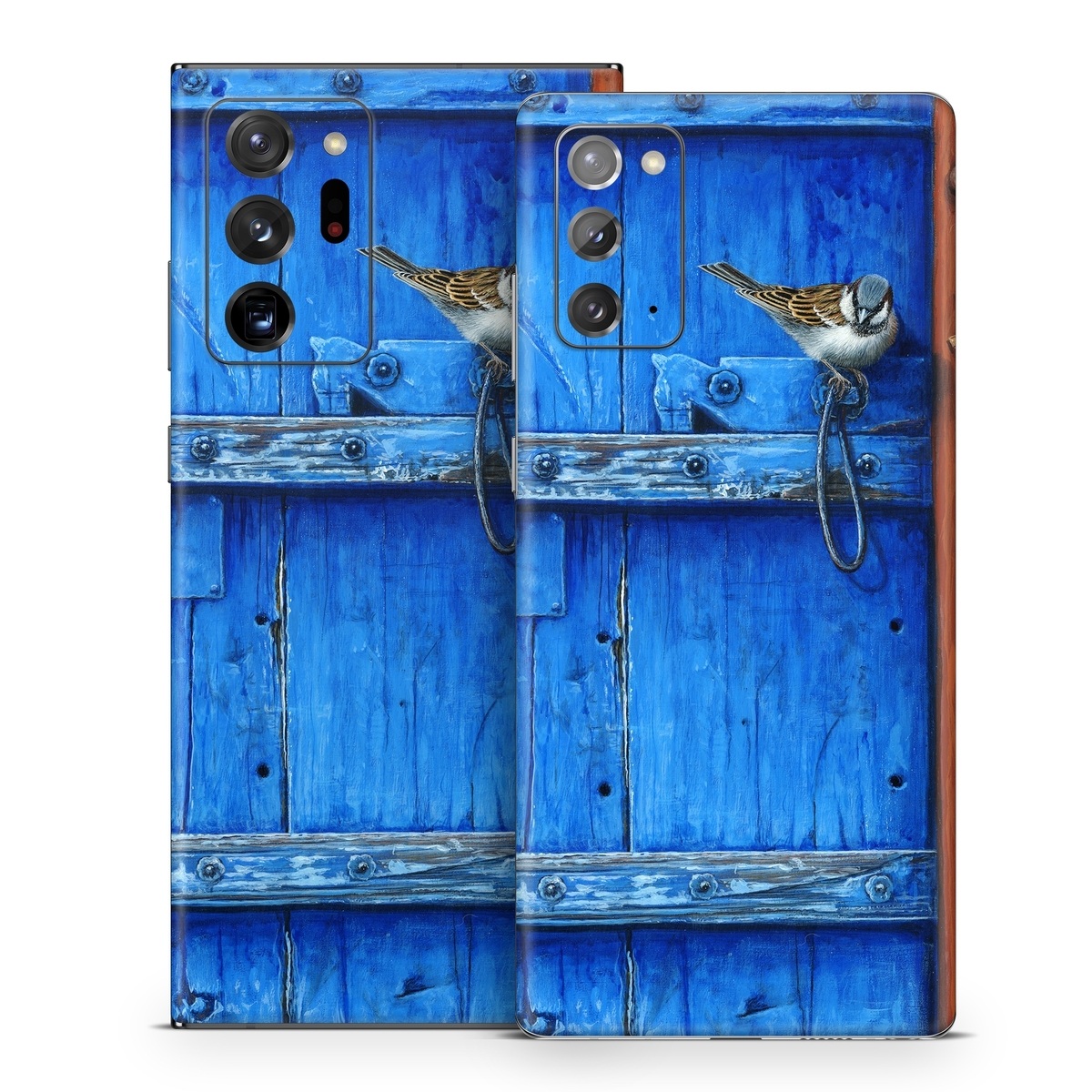 Samsung Galaxy Note 20 Series Skin design of Blue, Wood, Door handle, Door, Wall, Door knocker, Electric blue, Still life photography, Window, Handle, with red, blue, brown colors