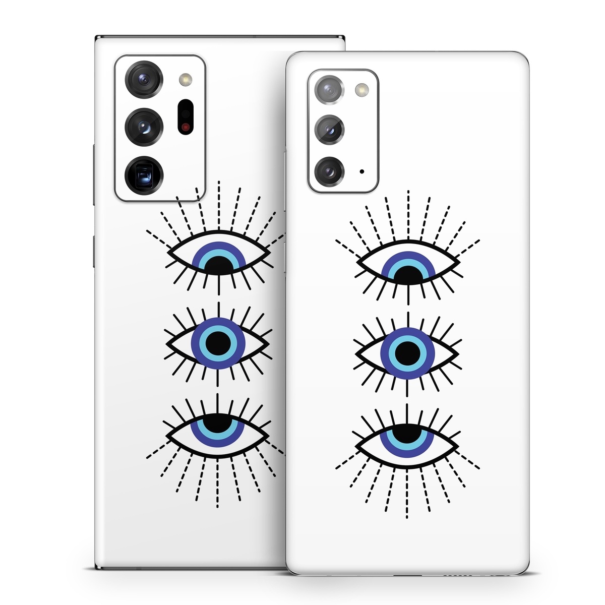 Samsung Galaxy Note 20 Series Skin design of Eyebrow, Eyelash, Iris, Art, Font, Circle, Electric blue, Symmetry, Illustration, Graphics, with black, white, blue, purple colors