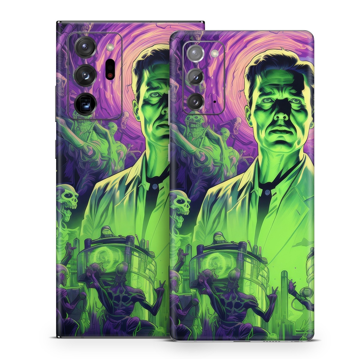 Samsung Galaxy Note 20 Series Skin design of Art, Cool, Fictional character, Illustration, Painting, Electric blue, Visual arts, Artist, Event, Drawing, with black, green, purple colors