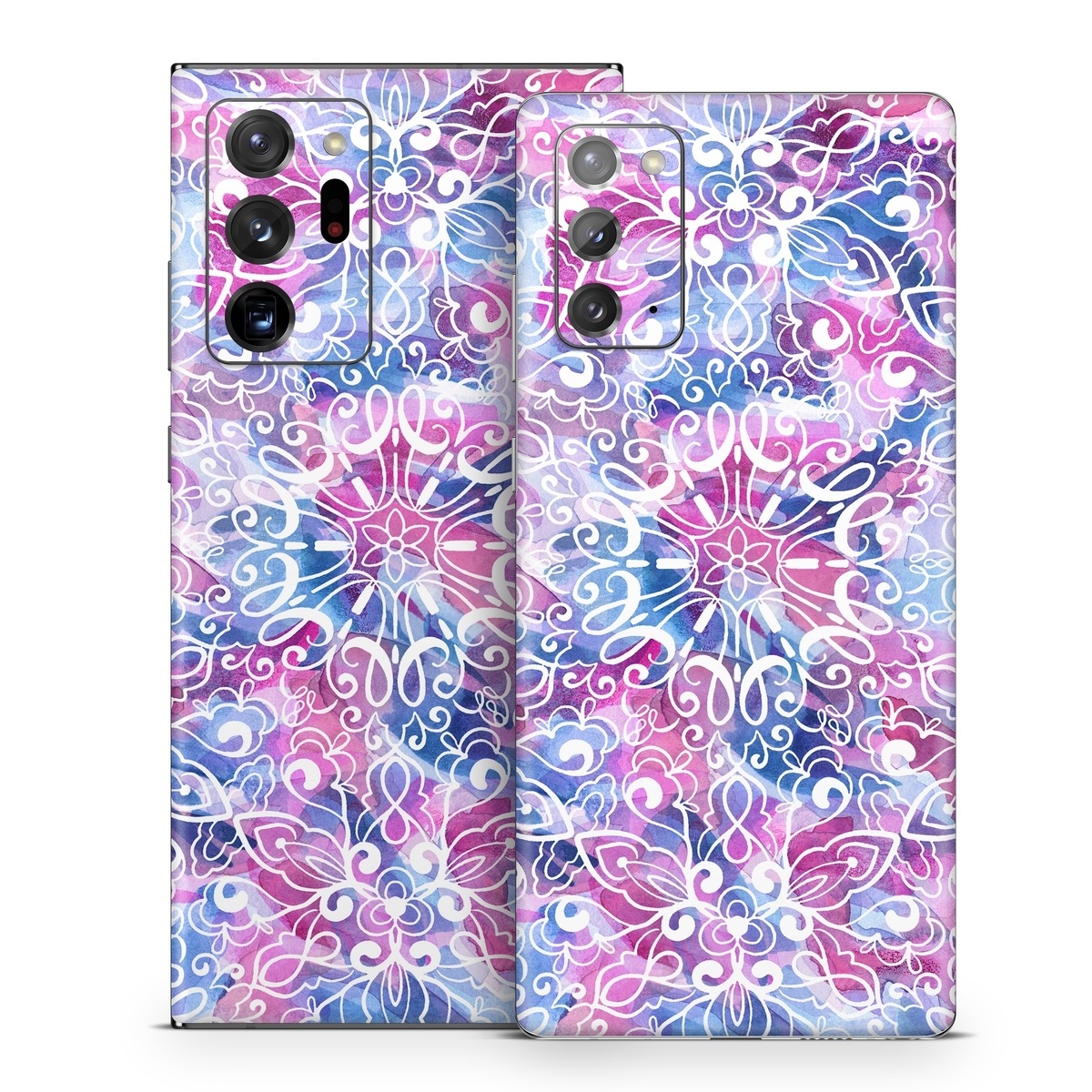 Samsung Galaxy Note 20 Series Skin design of Pattern, Pink, Lilac, Design, Textile, Visual arts, Motif, Floral design, Plant, with blue, pink, purple, white colors