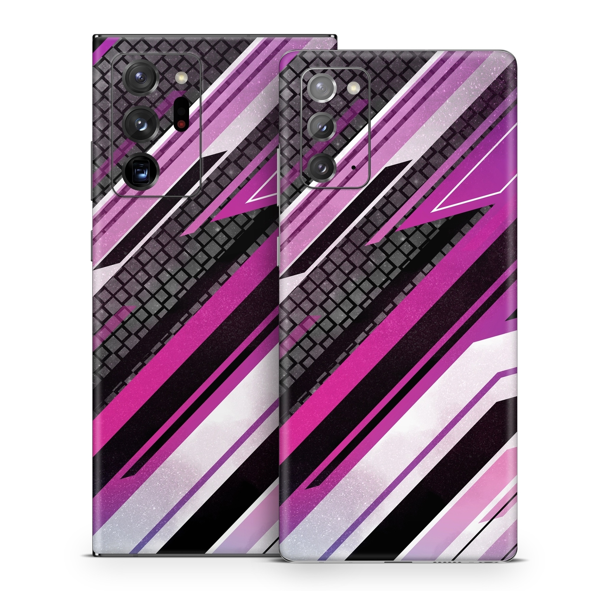 Samsung Galaxy Note 20 Series Skin design of Automotive lighting, Hood, Grille, Purple, Automotive design, Automotive exterior, Violet, Motor vehicle, Pink, Line, with black, purple, white, gray, pink colors