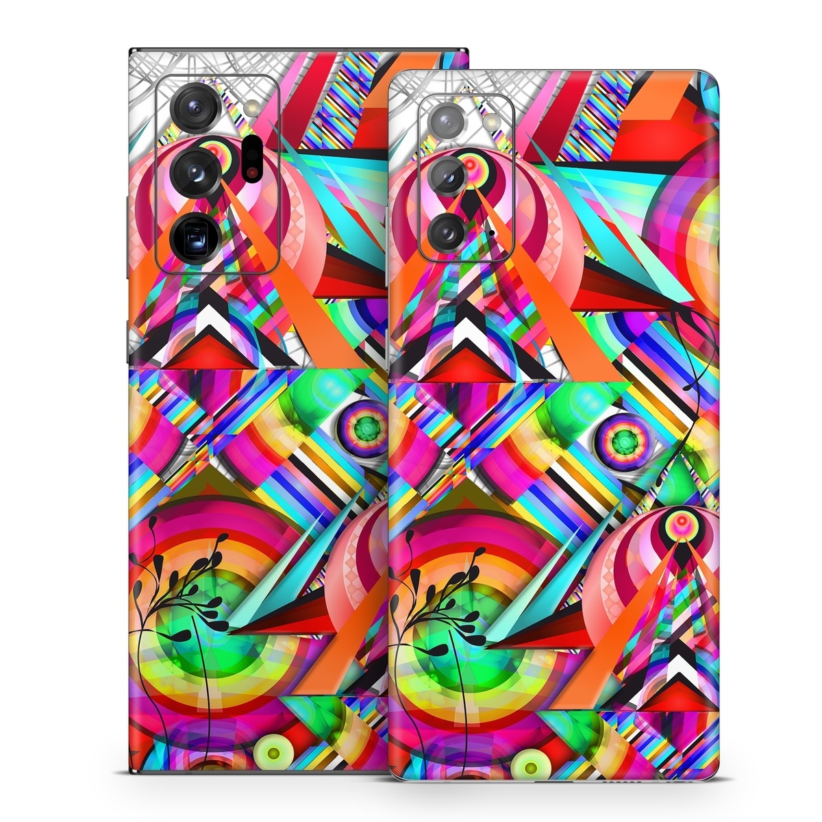 Samsung Galaxy Note 20 Series Skin design of Psychedelic art, Pattern, Design, Graphic design, Colorfulness, Visual arts, Circle, Art, with red, pink, green, yellow, orange colors