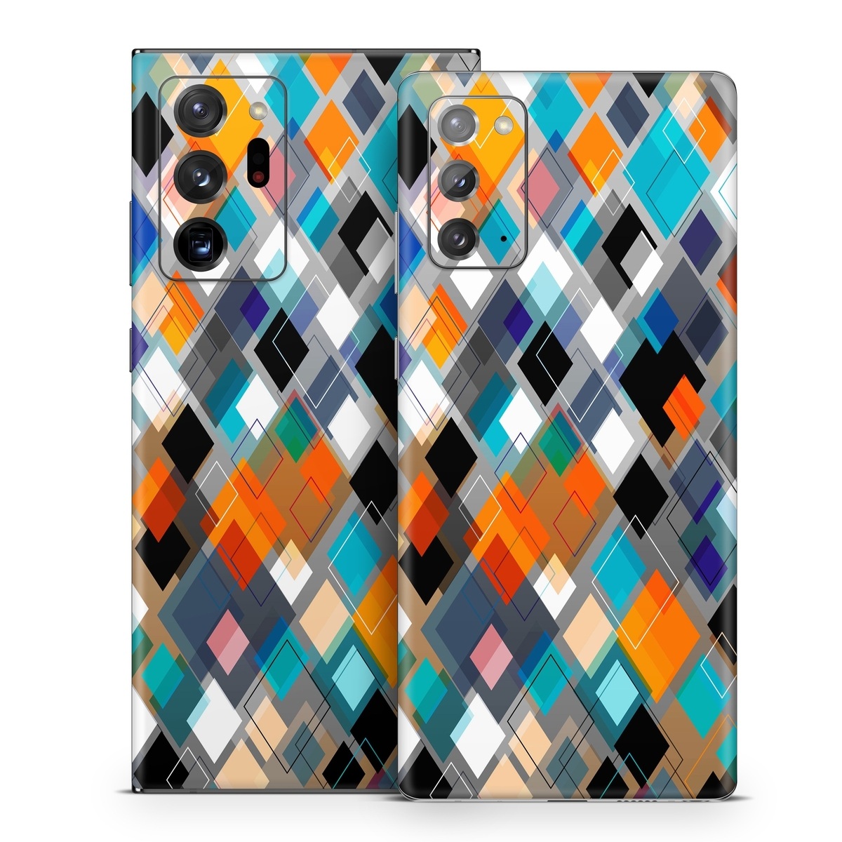 Samsung Galaxy Note 20 Series Skin design of Pattern, Line, Design, Colorfulness, Plaid, Tints and shades, Textile, Symmetry, Square, with black, blue, red, orange, white colors