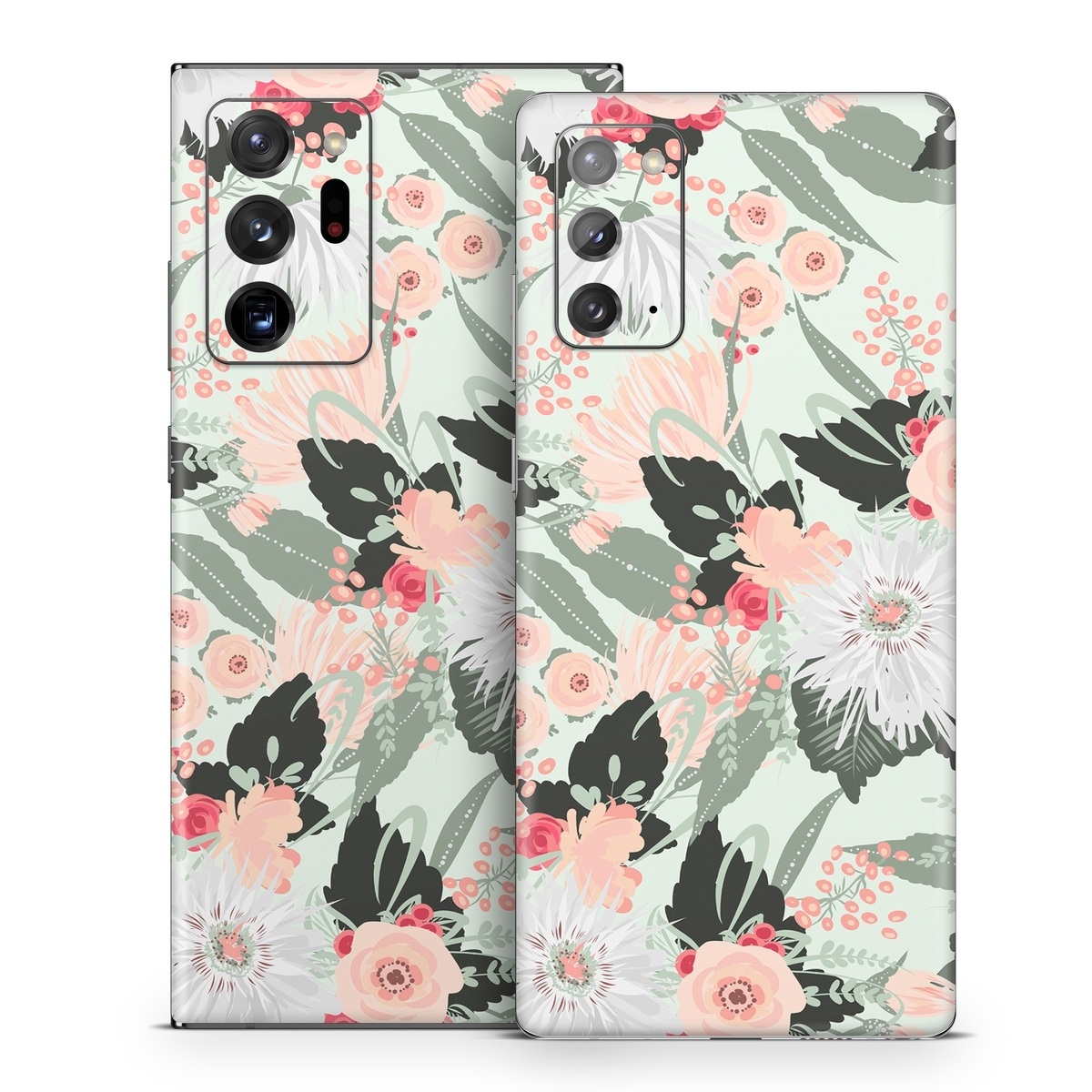 Samsung Galaxy Note 20 Series Skin design of Pattern, Pink, Floral design, Design, Textile, Wrapping paper, Plant, Peach, Flower, with green, red, white, pink colors