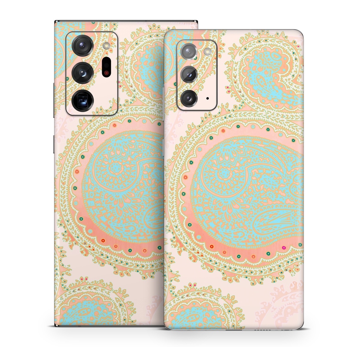 Samsung Galaxy Note 20 Series Skin design of Pattern, Visual arts, Paisley, Pink, Design, Motif, Line, Wallpaper, Peach, with pink, blue, red colors
