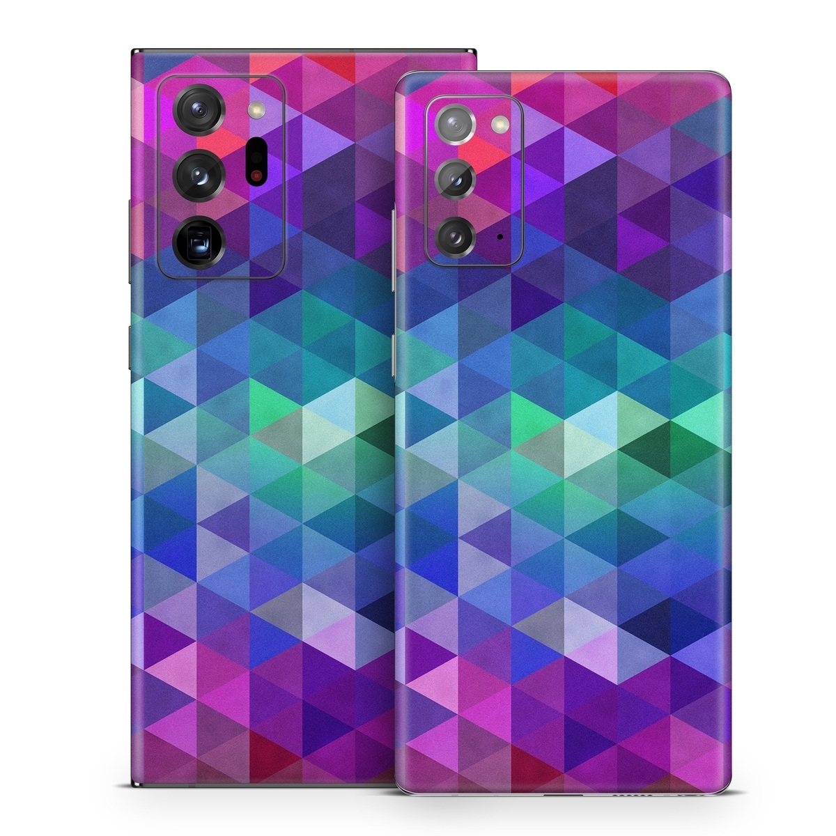 Samsung Galaxy Note 20 Series Skin design of Purple, Violet, Pattern, Blue, Magenta, Triangle, Line, Design, Graphic design, Symmetry, with blue, purple, green, red, pink colors