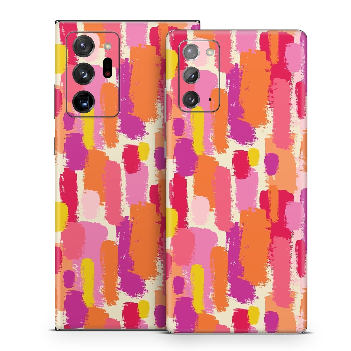Samsung Galaxy Note 20 Series Skin design of Font, Material property, Magenta, Pattern, Art, Graphics, Tints and shades, Visual arts, Design, Graphic design, with orange, yellow, pink, purple, red, white colors