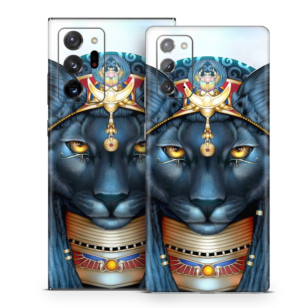 Samsung Galaxy Note 20 Series Skin design of Jaw, Font, Whiskers, Toy, Snout, Personal protective equipment, Fictional character, Electric blue, Graphics, Mask, with black, white, red, blue, yellow, orange colors