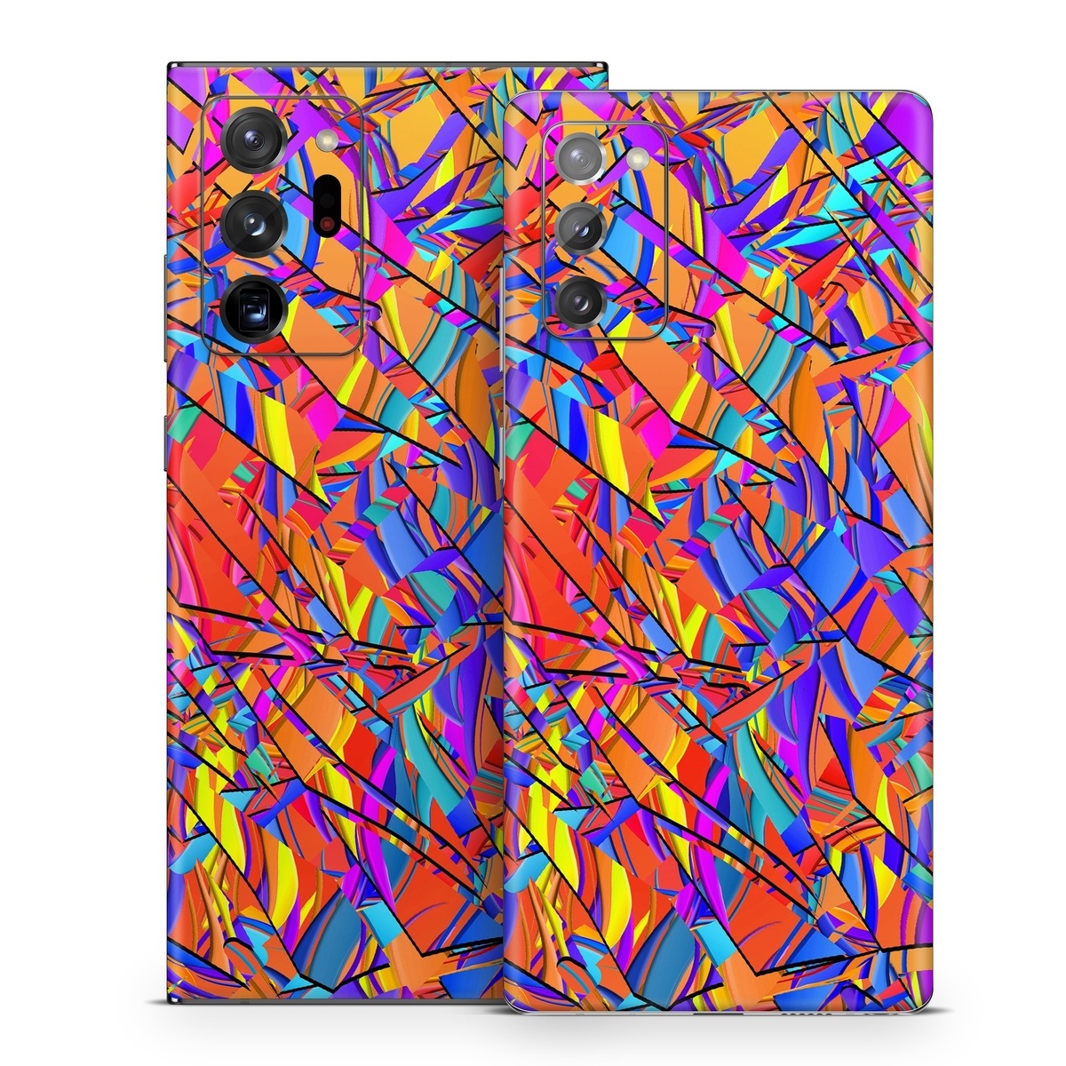Samsung Galaxy Note 20 Series Skin design of Pattern, Psychedelic art, Line, Visual arts, Art, with orange, yellow, blue, purple, pink colors