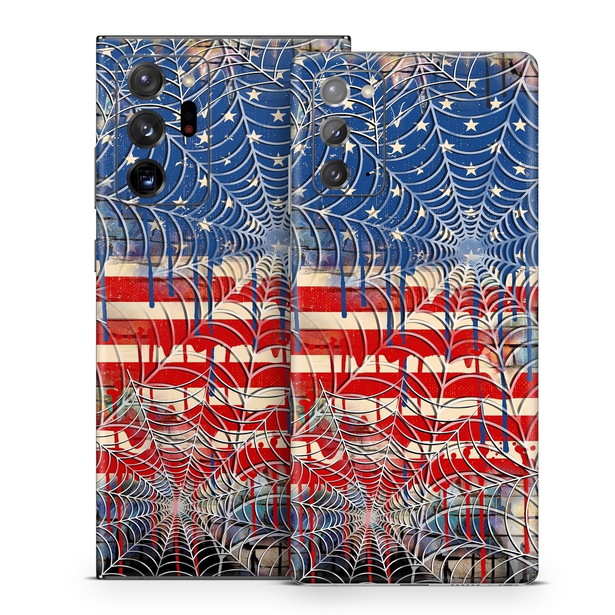 Samsung Galaxy Note 20 Series Skin design of Graffiti, Art, Pattern, Flag, Street art, Line, Textile, Mural, Modern art, with red, blue, white, black colors
