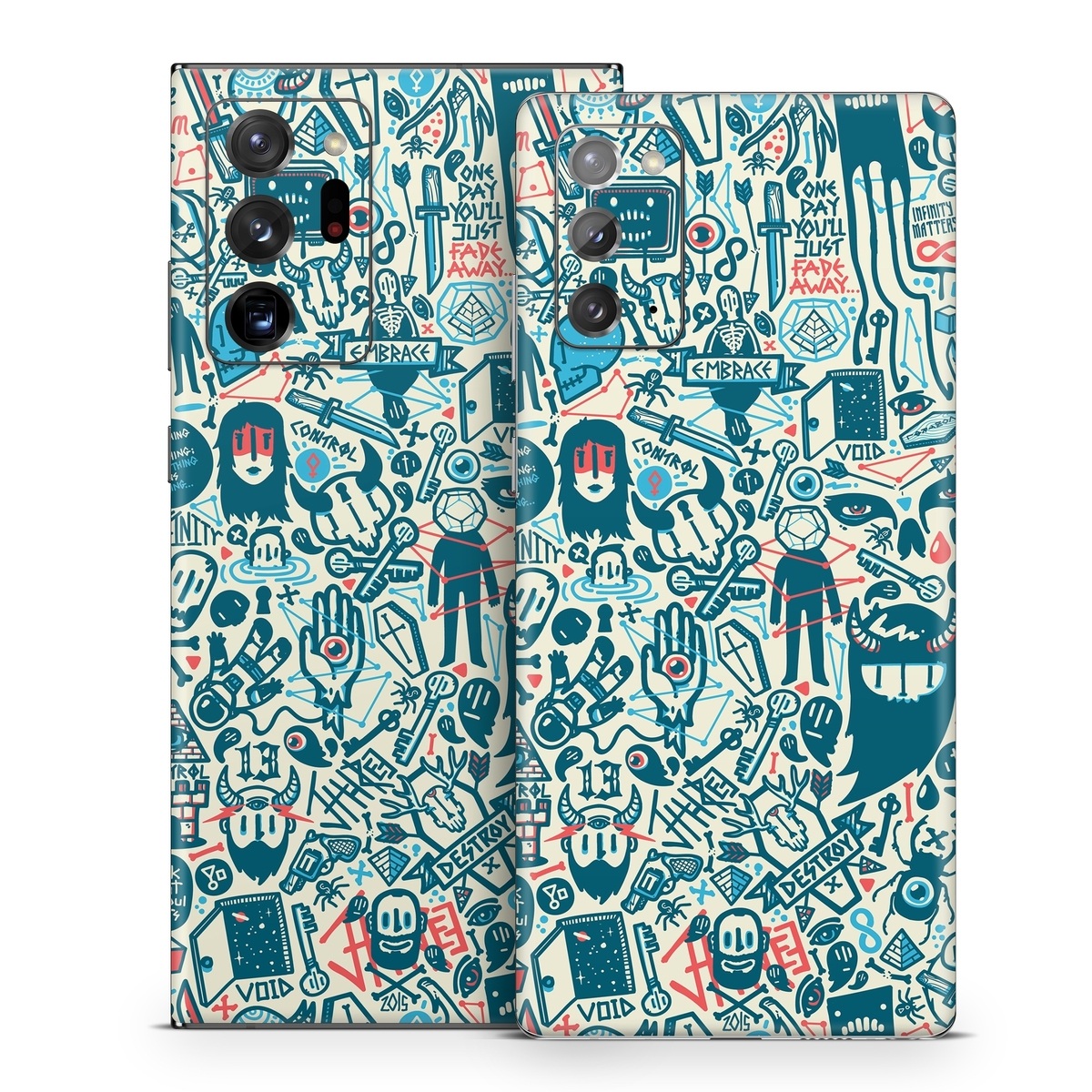 Samsung Galaxy Note 20 Series Skin design of Pattern, Psychedelic art, Turquoise, Art, Design, Visual arts, Line, Drawing, Doodle, Graphic design, with white, green, blue, red colors