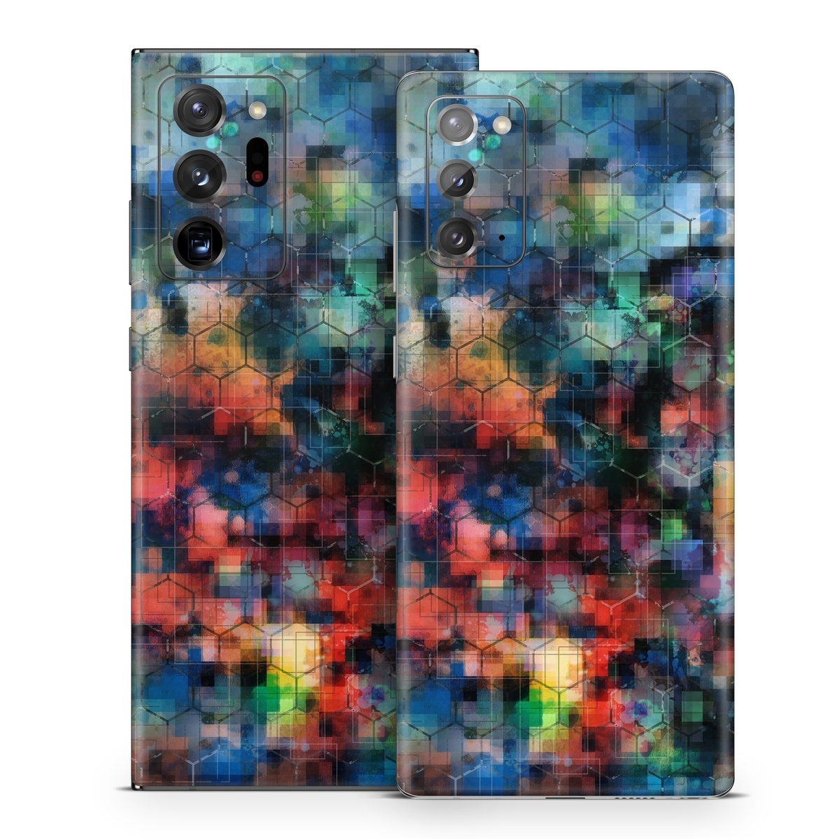 Samsung Galaxy Note 20 Series Skin design of Blue, Colorfulness, Pattern, Psychedelic art, Art, Sky, Design, Textile, Dye, Modern art, with black, blue, red, gray, green colors