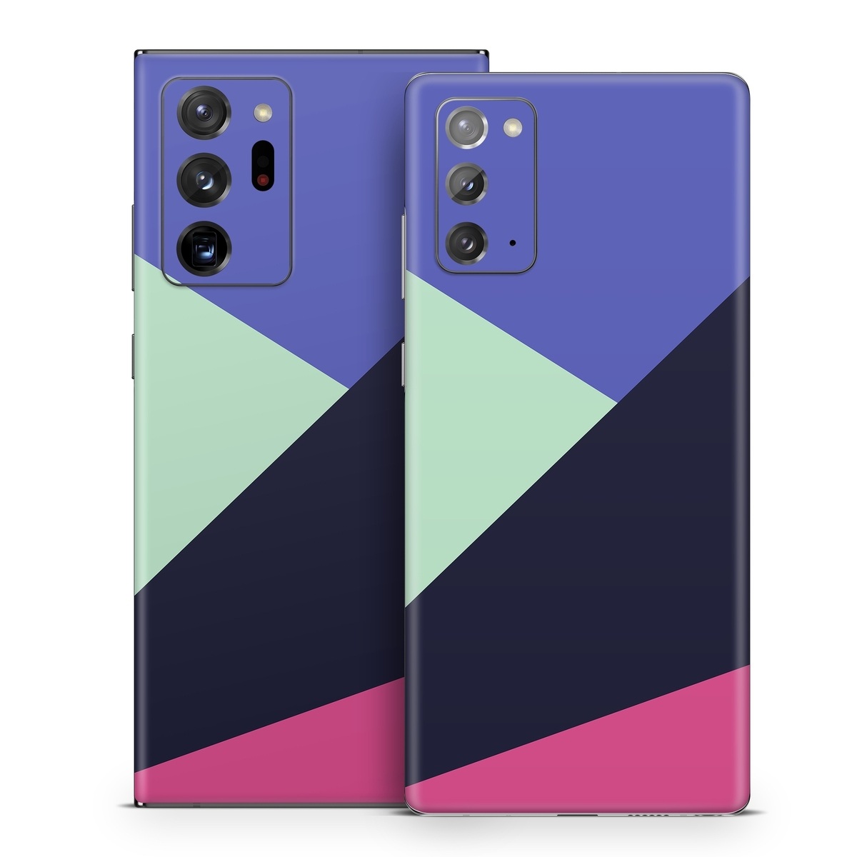 Samsung Galaxy Note 20 Series Skin design of Purple, Violet, Line, Magenta, Graphic design, Triangle, Pattern, Design, Material property, Font, with black, blue, green, pink colors