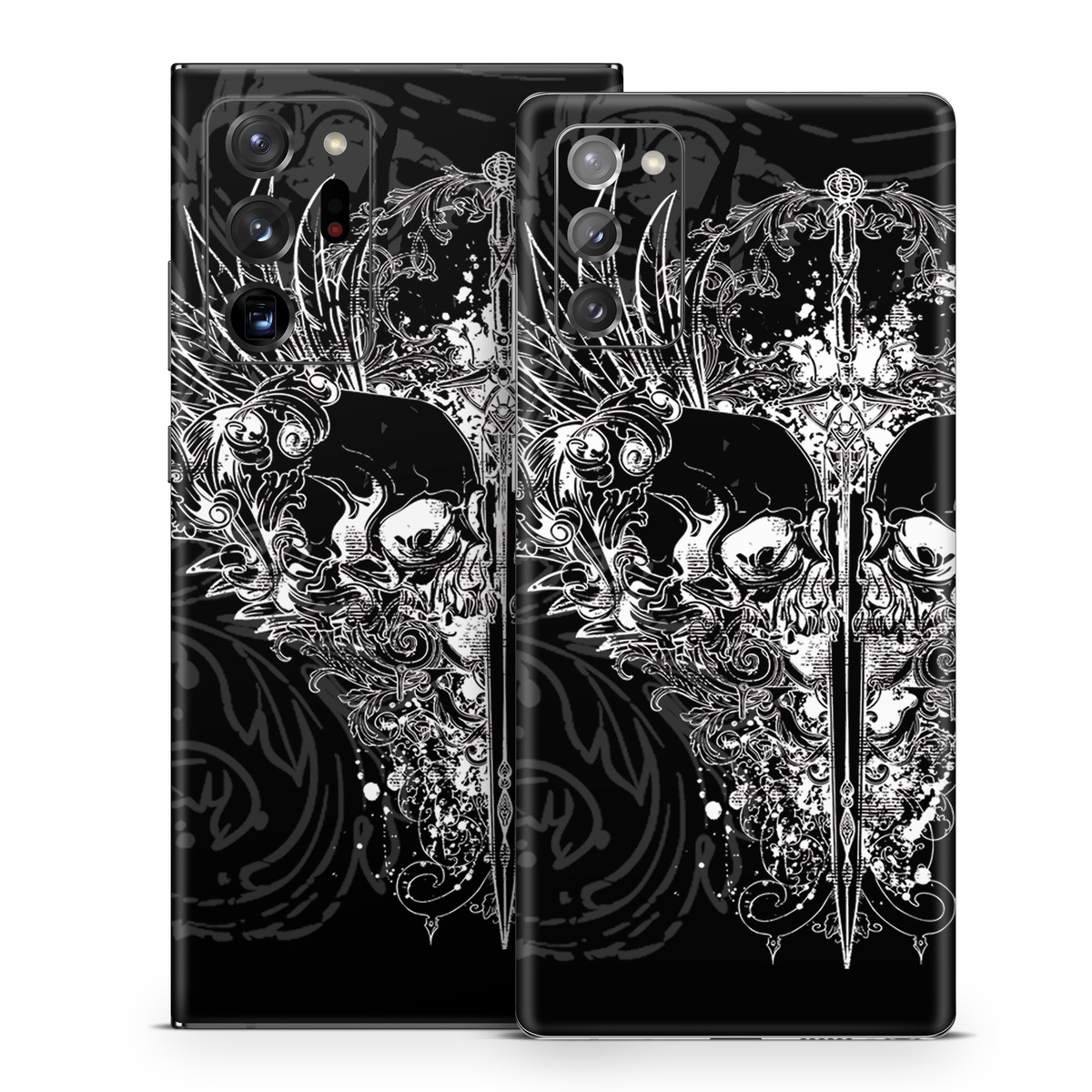 Samsung Galaxy Note 20 Series Skin design of Illustration, Art, Design, Monochrome, Graphic design, Pattern, Fictional character, Skull, Black-and-white, Graphics, with black, gray colors