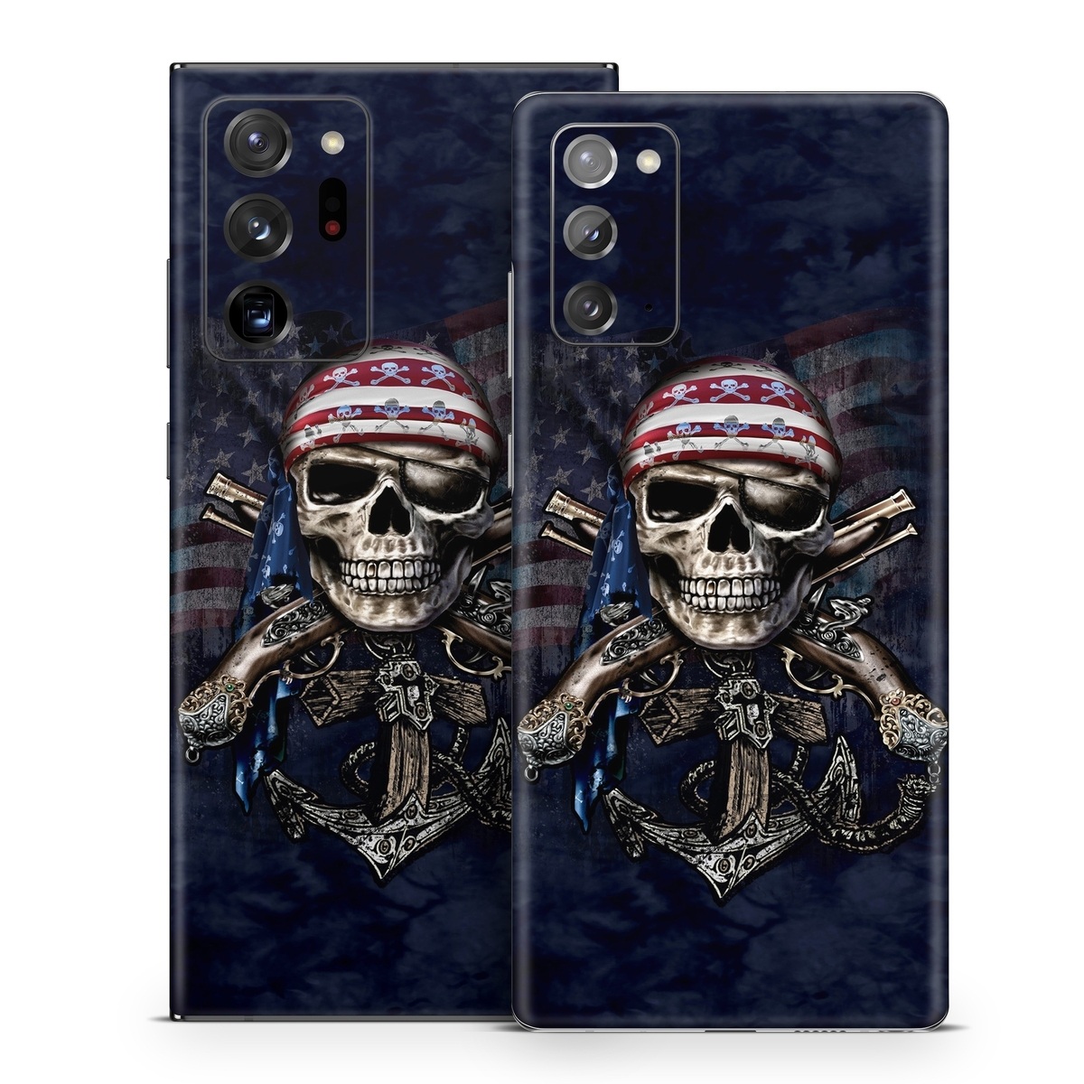 Samsung Galaxy Note 20 Series Skin design of Skull, Bone, Skeleton, Illustration, Outerwear, T-shirt, Flag, Art, with black, gray, red colors