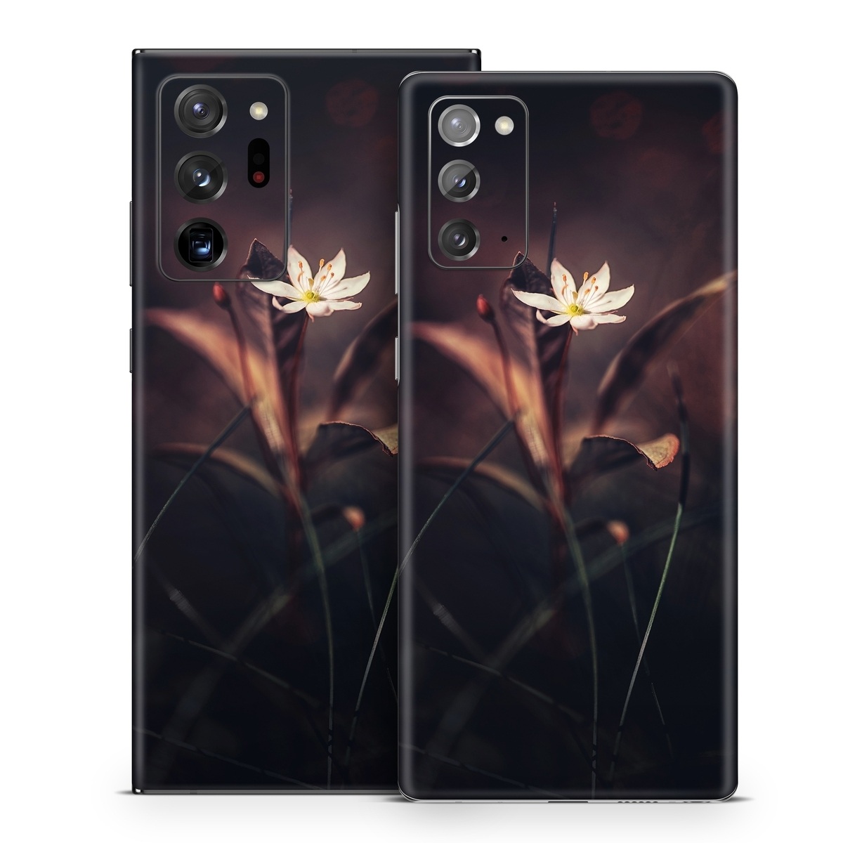 Samsung Galaxy Note 20 Series Skin design of Flower, Yellow, Light, Plant, Sky, Still life photography, Wildflower, Petal, Darkness, Spring, with black, red colors