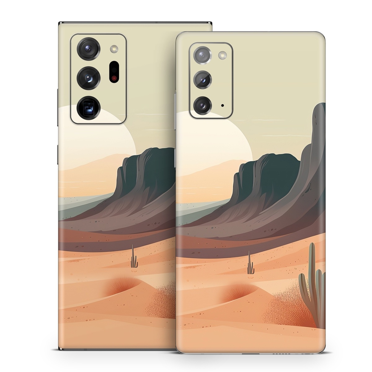 Samsung Galaxy Note 20 Series Skin design of Sky, Light, Nature, Natural landscape, Art, Landscape, Moon, Mountainous landforms, Formation, Erg, with orange, yellow, brown, green, white, black colors