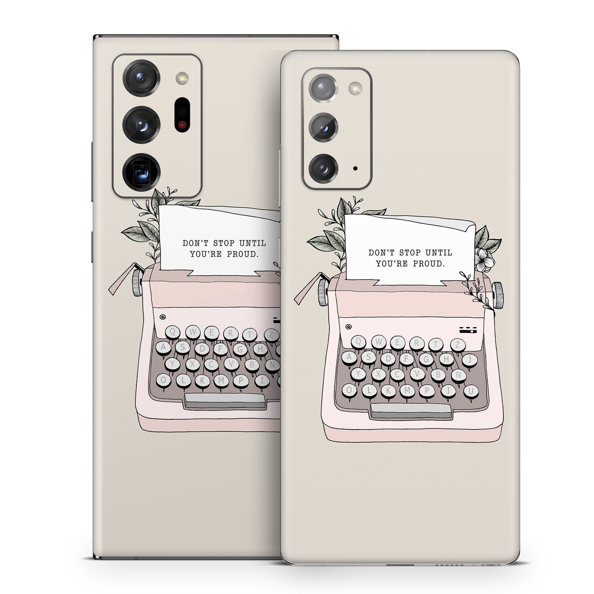 Samsung Galaxy Note 20 Series Skin design of Typewriter, Office equipment, Space bar, Office supplies, Illustration, with black, white, pink colors