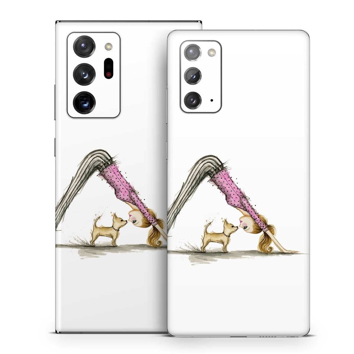 Samsung Galaxy Note 20 Series Skin design of Drawing, Illustration, with white, pink, black, white, brown, yellow colors