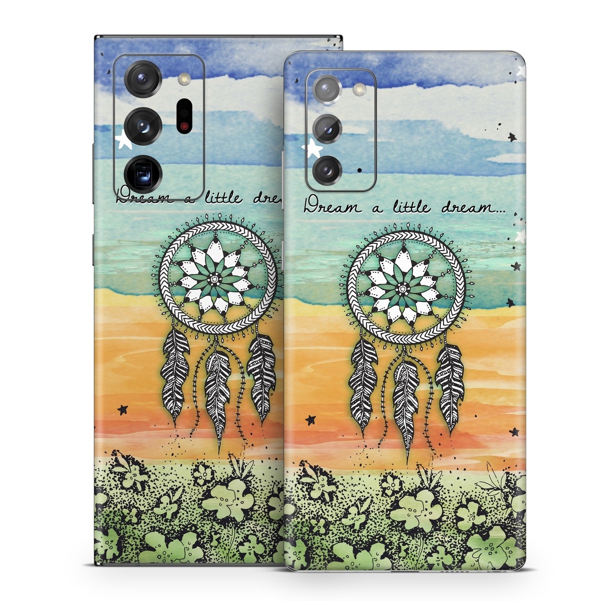 Samsung Galaxy Note 20 Series Skin design of Text, Sky, Font, Illustration, Plant, Art, Wildflower, sunflower, Graphics, with blue, green, yellow, orange, black colors