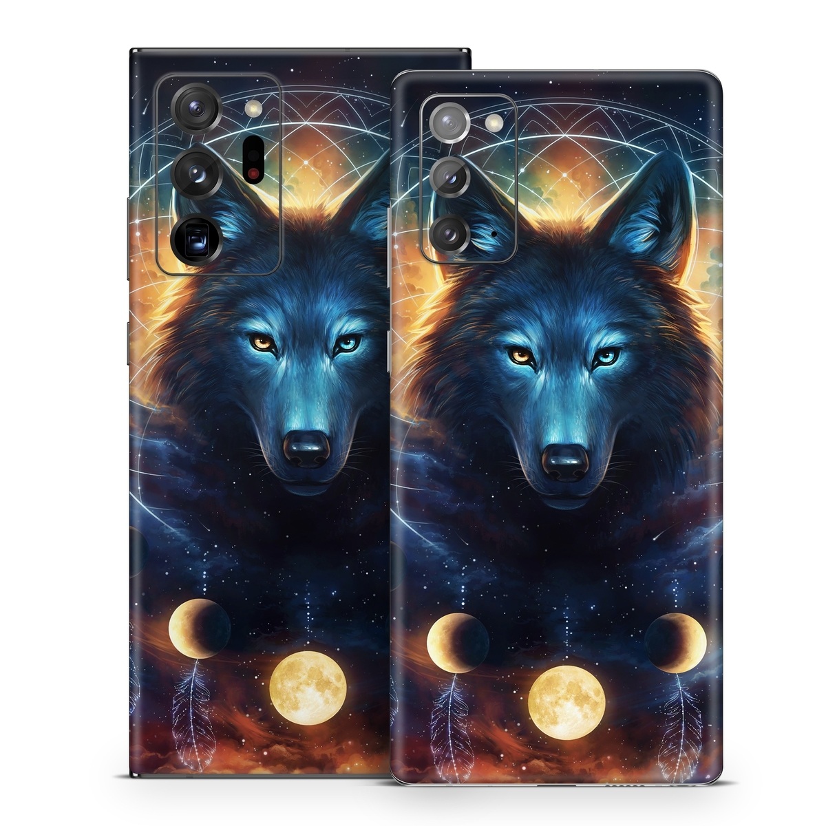 Samsung Galaxy Note 20 Series Skin design of Light, Nature, Carnivore, Organism, Dog breed, Art, Electric blue, Space, Midnight, Illustration, with black, blue, yellow, orange, green, red, white colors