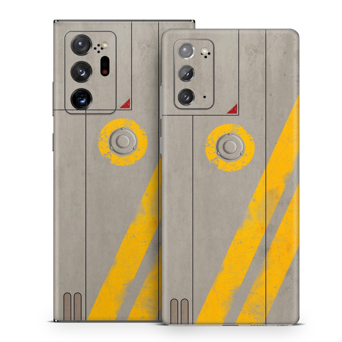 Samsung Galaxy Note 20 Series Skin design of Yellow, Wall, Line, Orange, Design, Concrete, Font, Architecture, Parallel, Wood, with gray, yellow, red, black colors