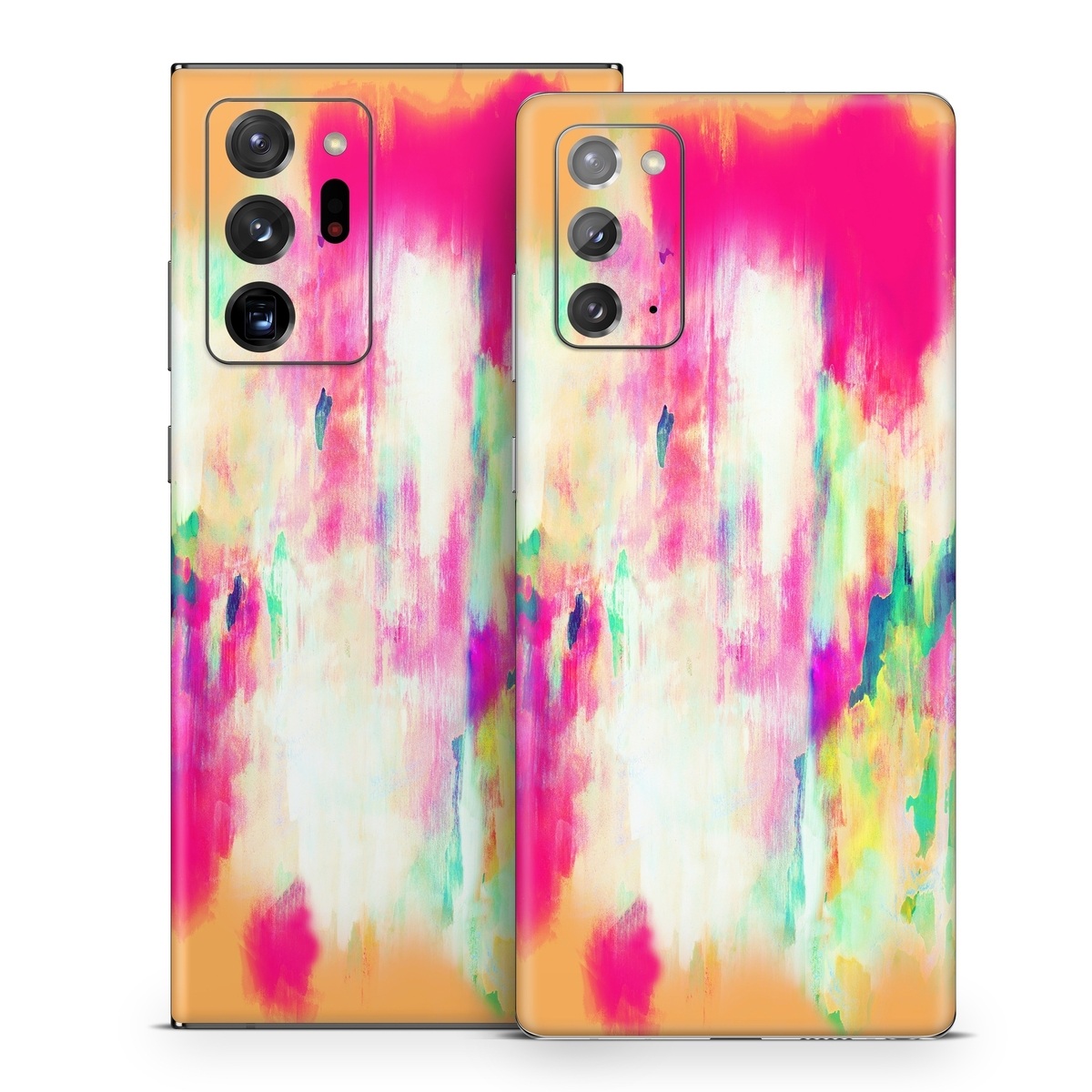 Samsung Galaxy Note 20 Series Skin design of Pink, Magenta, Art, Watercolor paint, Dye, Visual arts, Pattern, Modern art, Painting, Acrylic paint, with red, white, green colors