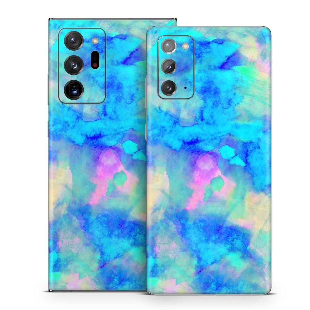 Samsung Galaxy Note 20 Series Skin design of Blue, Turquoise, Aqua, Pattern, Dye, Design, Sky, Electric blue, Art, Watercolor paint, with blue, purple colors