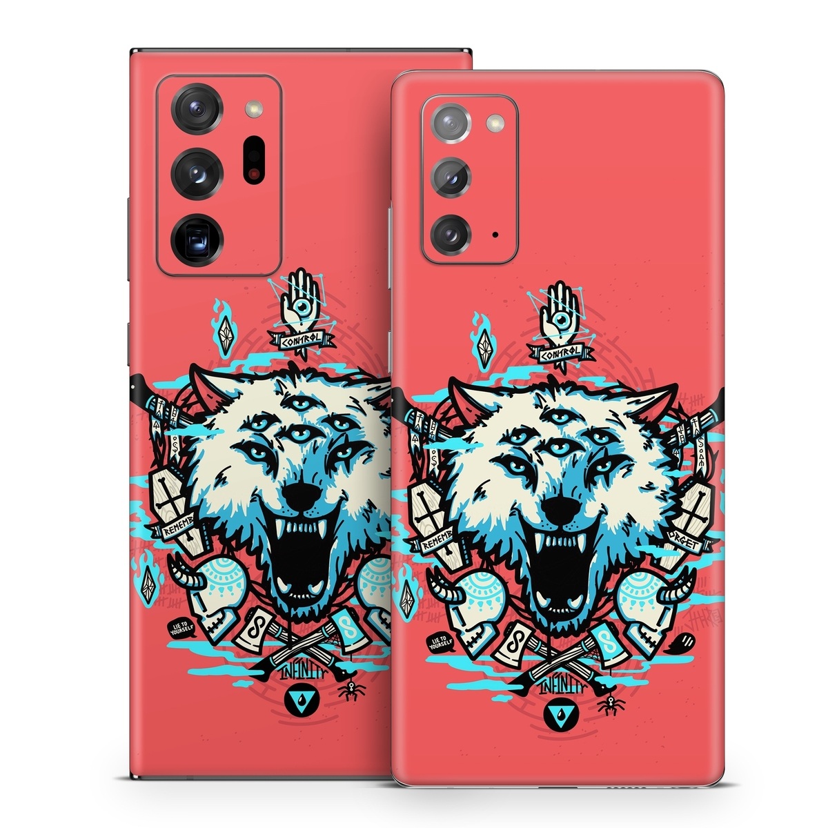 Samsung Galaxy Note 20 Series Skin design of Graphic design, Illustration, Crest, Logo, T-shirt, Symbol, Font, Graphics, Emblem, Pattern, with red, blue, black, gray colors