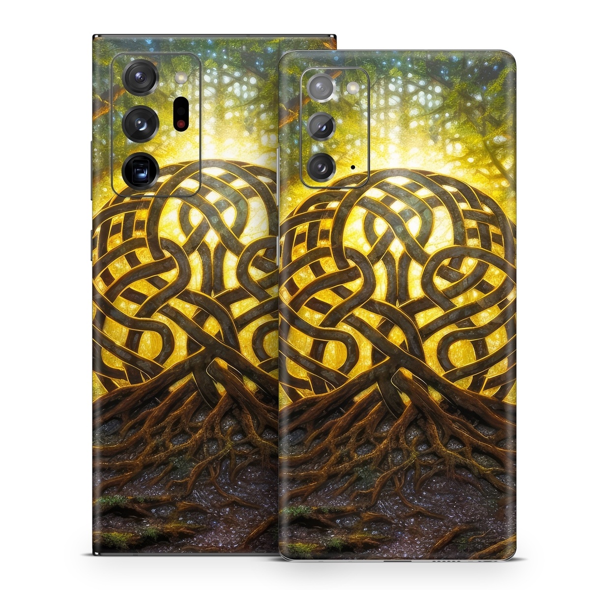 Samsung Galaxy Note 20 Series Skin design of Art, Pattern, Circle, Symmetry, Tints and shades, Visual arts, Design, Electric blue, Graphics, Font, with green, brown, black, gray, yellow, orange, white colors