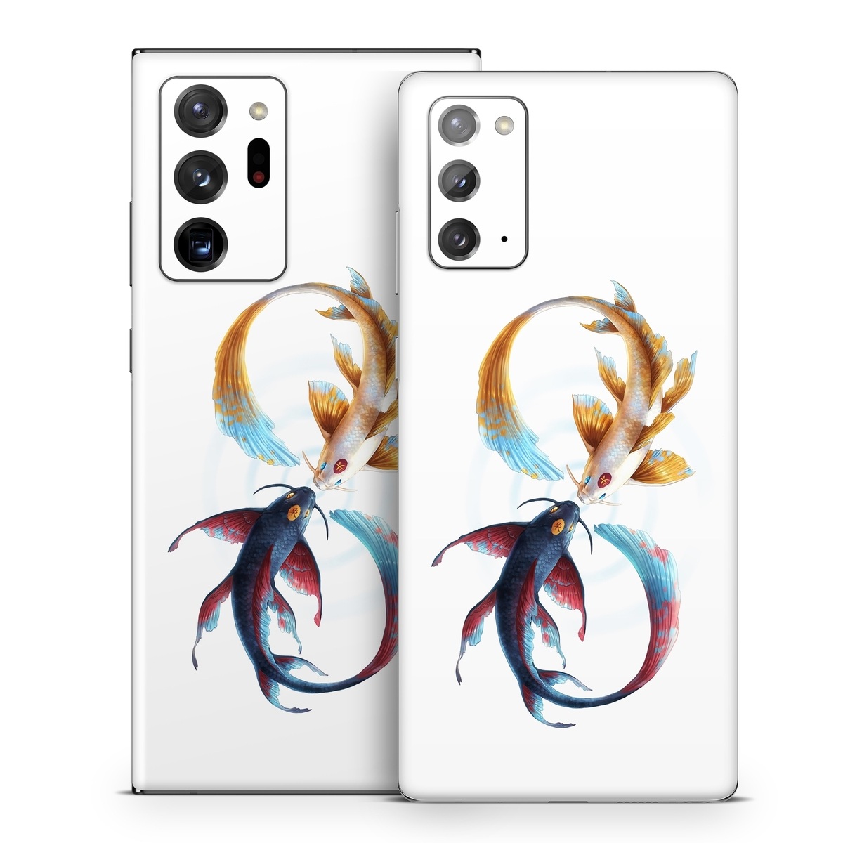Samsung Galaxy Note 20 Series Skin design of Marine invertebrates, Art, Wing, Feather, Tree, Beak, Electric blue, Fish, Natural material, Painting, with white, black, yellow, orange, red, blue colors