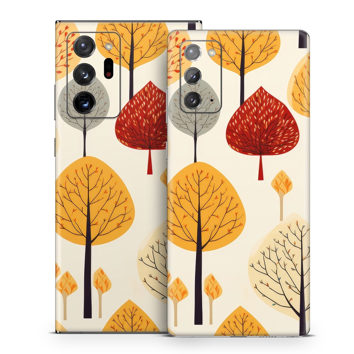 Samsung Galaxy Note 20 Series Skin design of Plant, Leaf, Botany, Nature, Organism, Yellow, Tree, Woody plant, Terrestrial plant, Adaptation, with yellow, orange, red, black, brown colors