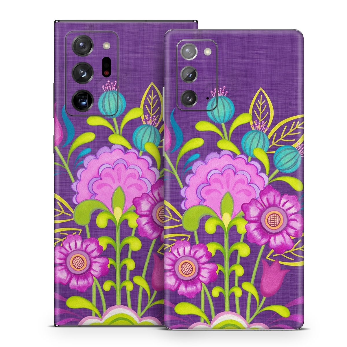 Samsung Galaxy Note 20 Series Skin design of Flower, Pattern, Plant, Violet, Botany, Visual arts, Design, Floral design, Art, Magenta, with blue, purple, green, gray, red colors