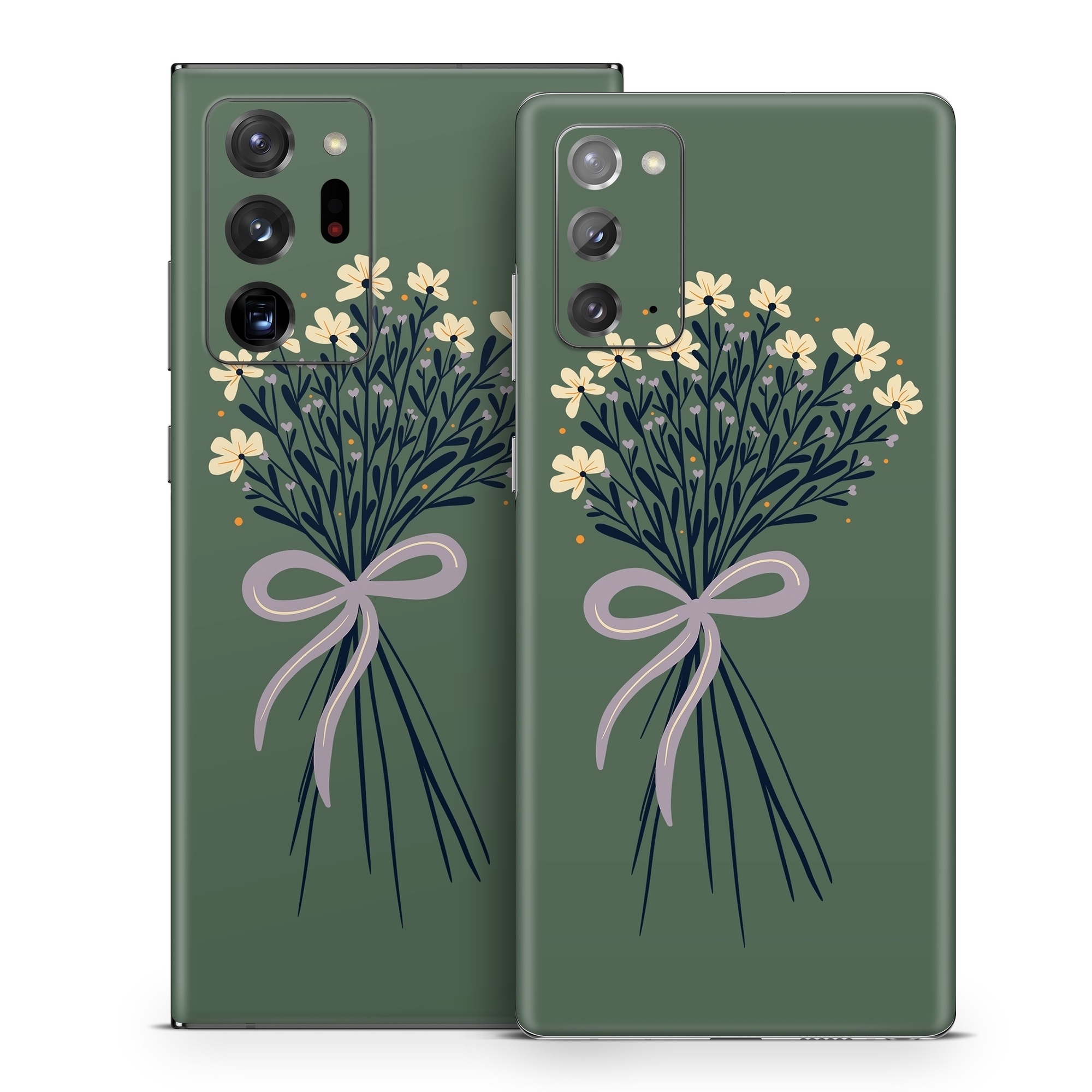 Samsung Galaxy Note 20 Series Skin design of Flower, Plant, Twig, Tree, Art, Pedicel, Flowering plant, Grass, Petal, Illustration, with green, yellow, white, purple colors