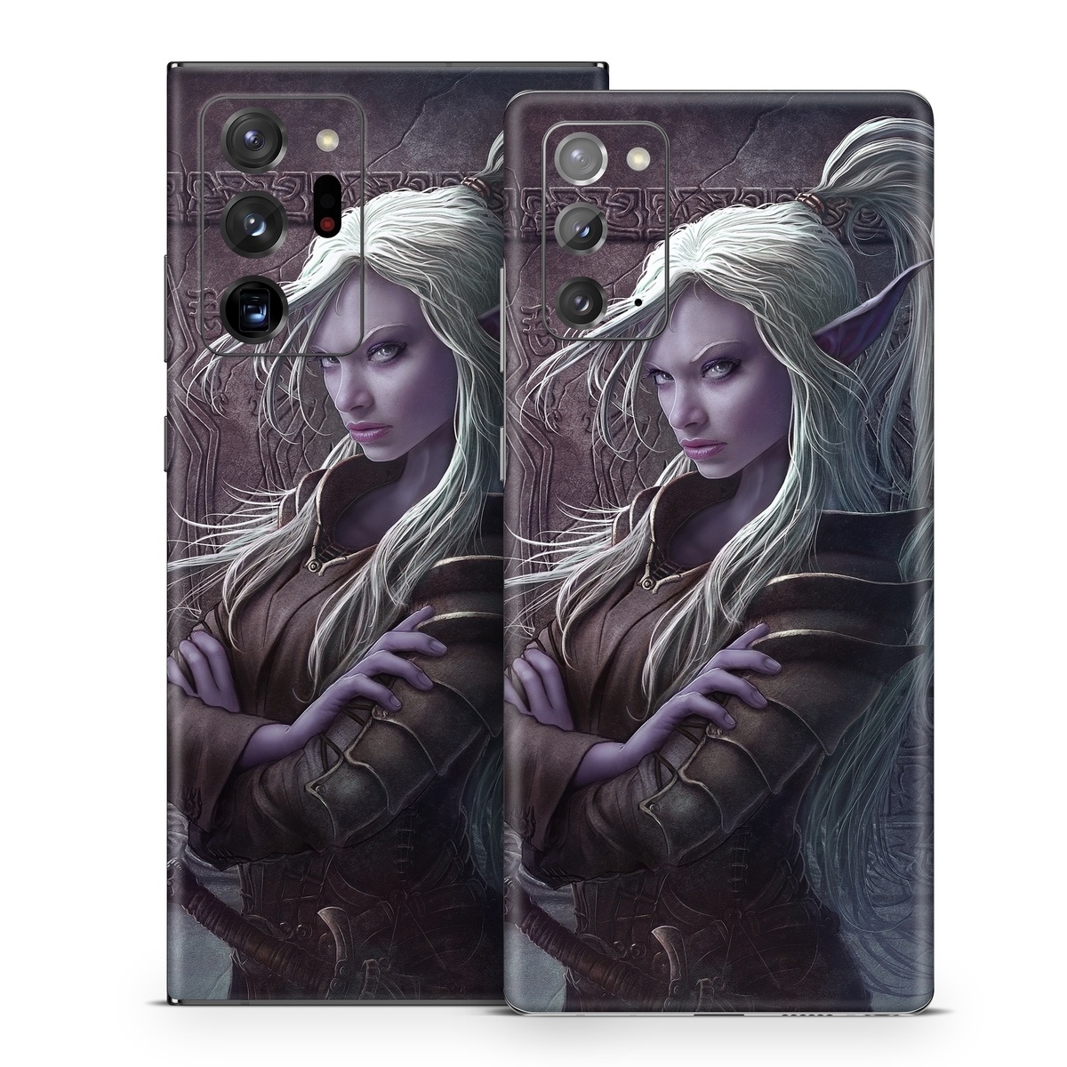 Samsung Galaxy Note 20 Series Skin design of Cg artwork, Beauty, Purple, Lady, Illustration, Fictional character, Long hair, Photography, Art, Portrait, with black, gray, purple colors