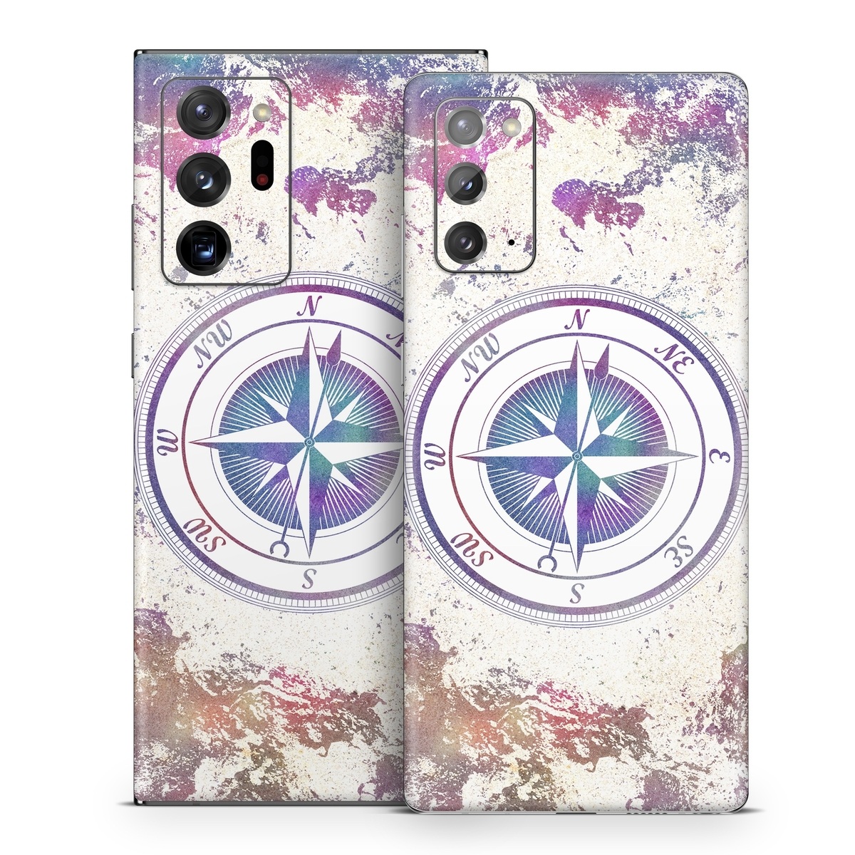 Samsung Galaxy Note 20 Series Skin design of Clock, Circle, Compass, Graphics, Pattern, Illustration, Interior design, with gray, white, yellow, pink, purple, blue colors